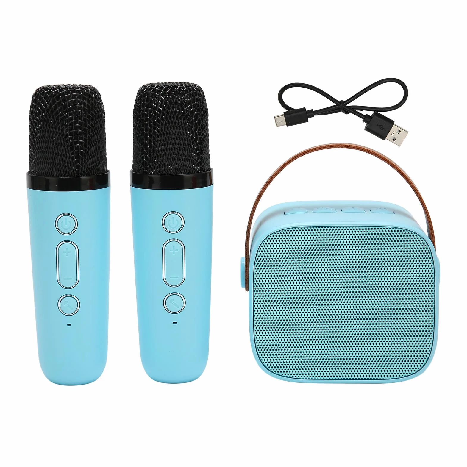 Przenośny Głośnik Bluetooth 5.3 Maszyna do Karaoke z 2 Mikrofonami Bezprzewodowymi Niebieski