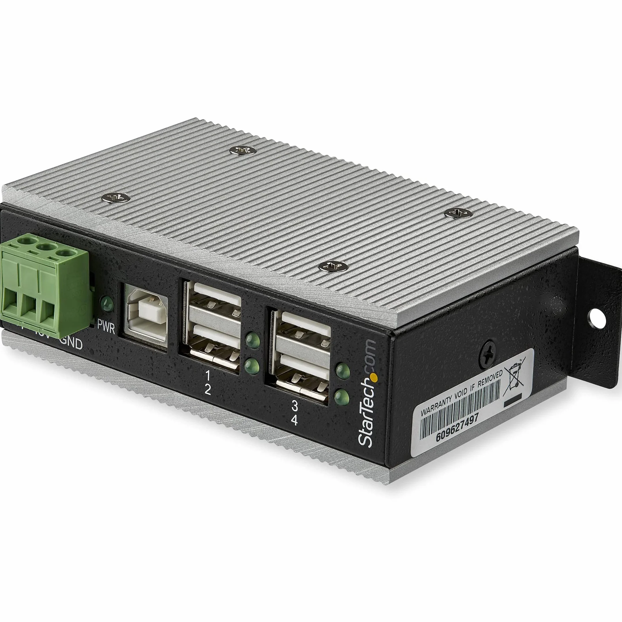 StarTech.com 4-portowy hub USB 2.0 - metalowy przemysłowy hub USB-A (4 x USB-A) z ESD i ochroną przed przepięciem - rozszerzona temperatura pracy -40 do 185°F - szyna DIN/montaż na ścianie / biurku - koncentrator rozszerzający USB (HB20A4AME)