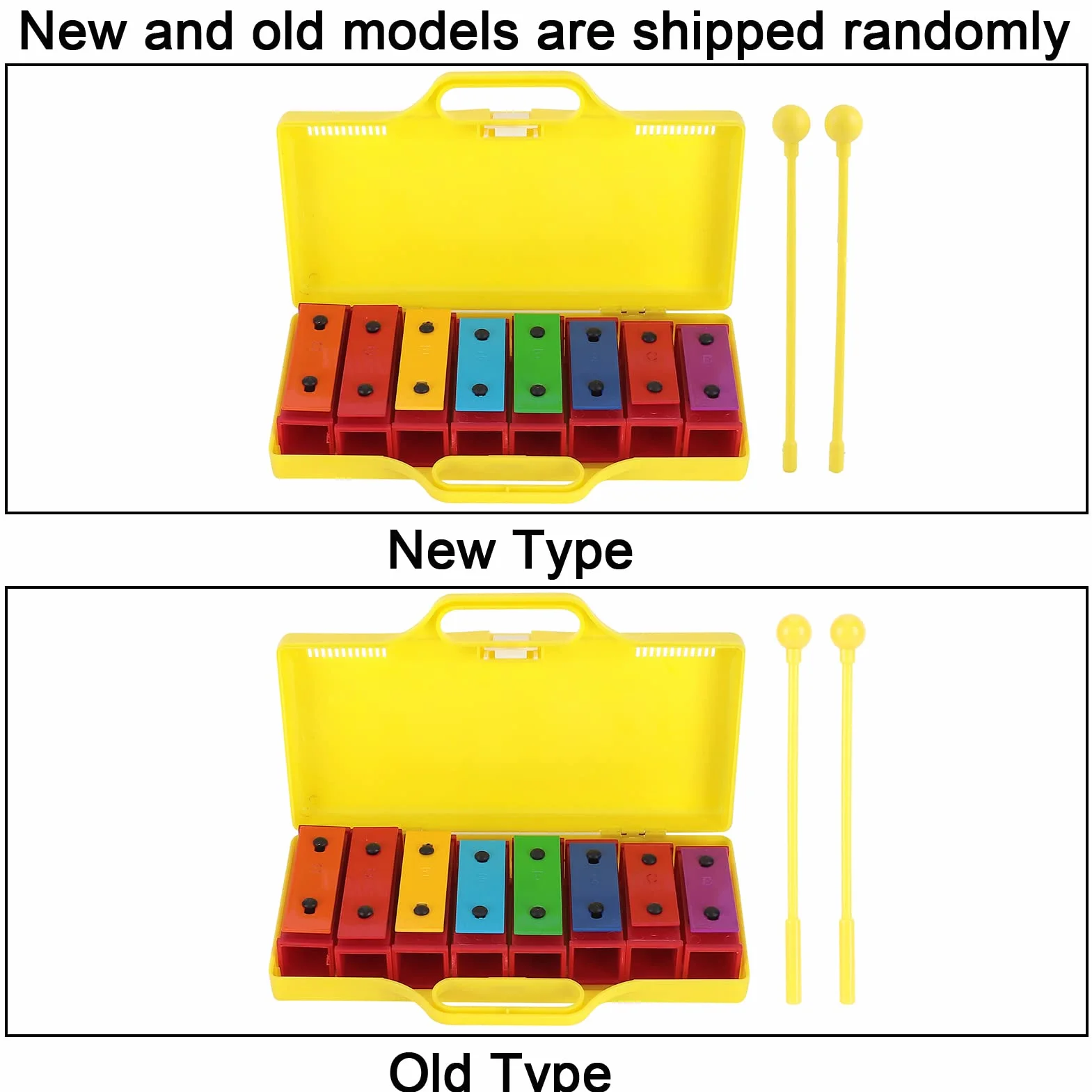 Eujgoov Professional Glockenspiel 8 Note Ksylofonowe Instrumenty Perkusyjne do Gier Rodzinnych lub Muzyczny z 2 Pałeczkami 1 żółte Pudełko