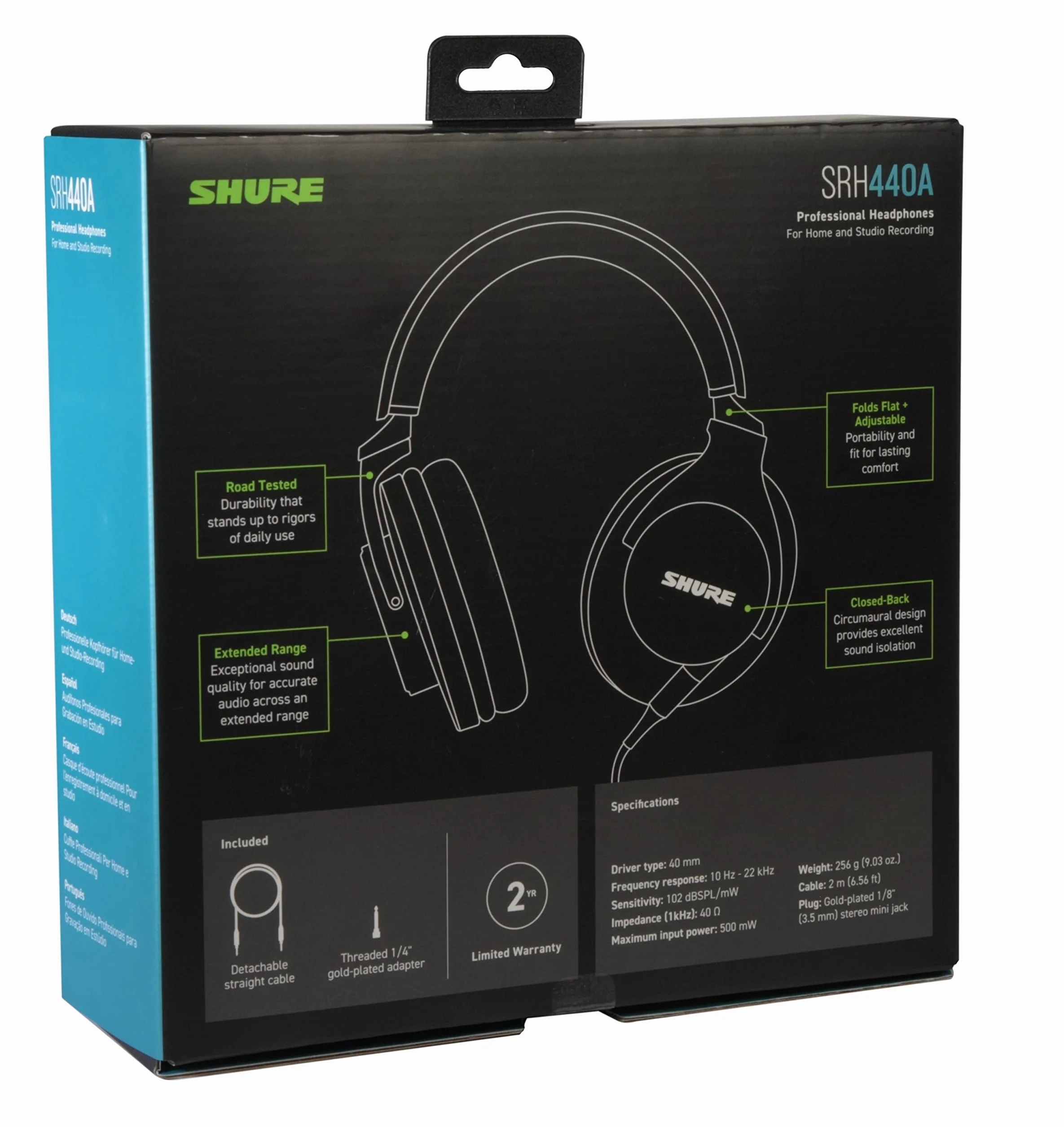 Shure SRH440A Słuchawki przewodowe do monitorowania i nagrywania, profesjonalna ocena studyjna, ulepszona reakcja częstotliwości - wersja 2022