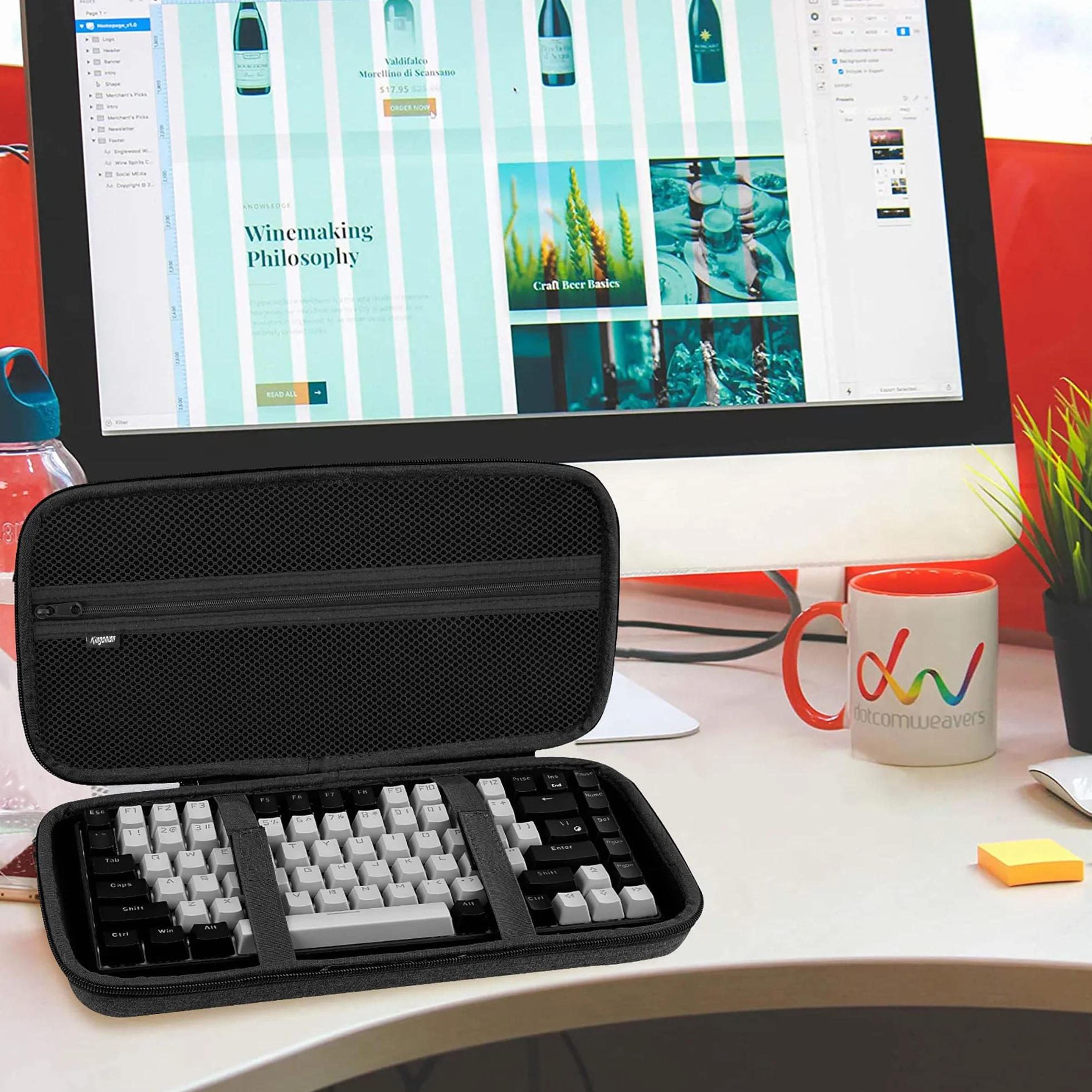 Twarde etui na klawiaturę 75%, twarde etui podróżne na 84-klawiszową przenośną klawiaturę, kompatybilne z Keychron K2, klawiatura mechaniczna Logitech POP. (tylko etui) - ciemnoszary, szary,