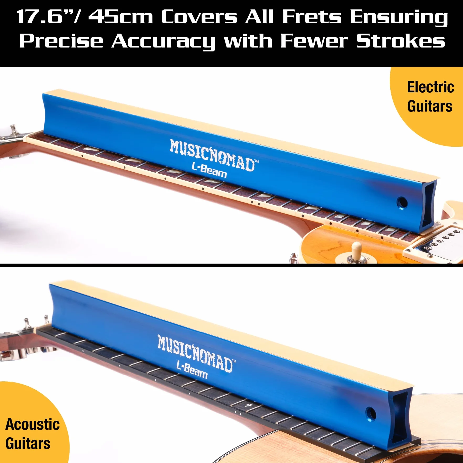 L-Beam, Fret leveler do szlifowania gitary elektrycznej i akustycznej - 45 cm