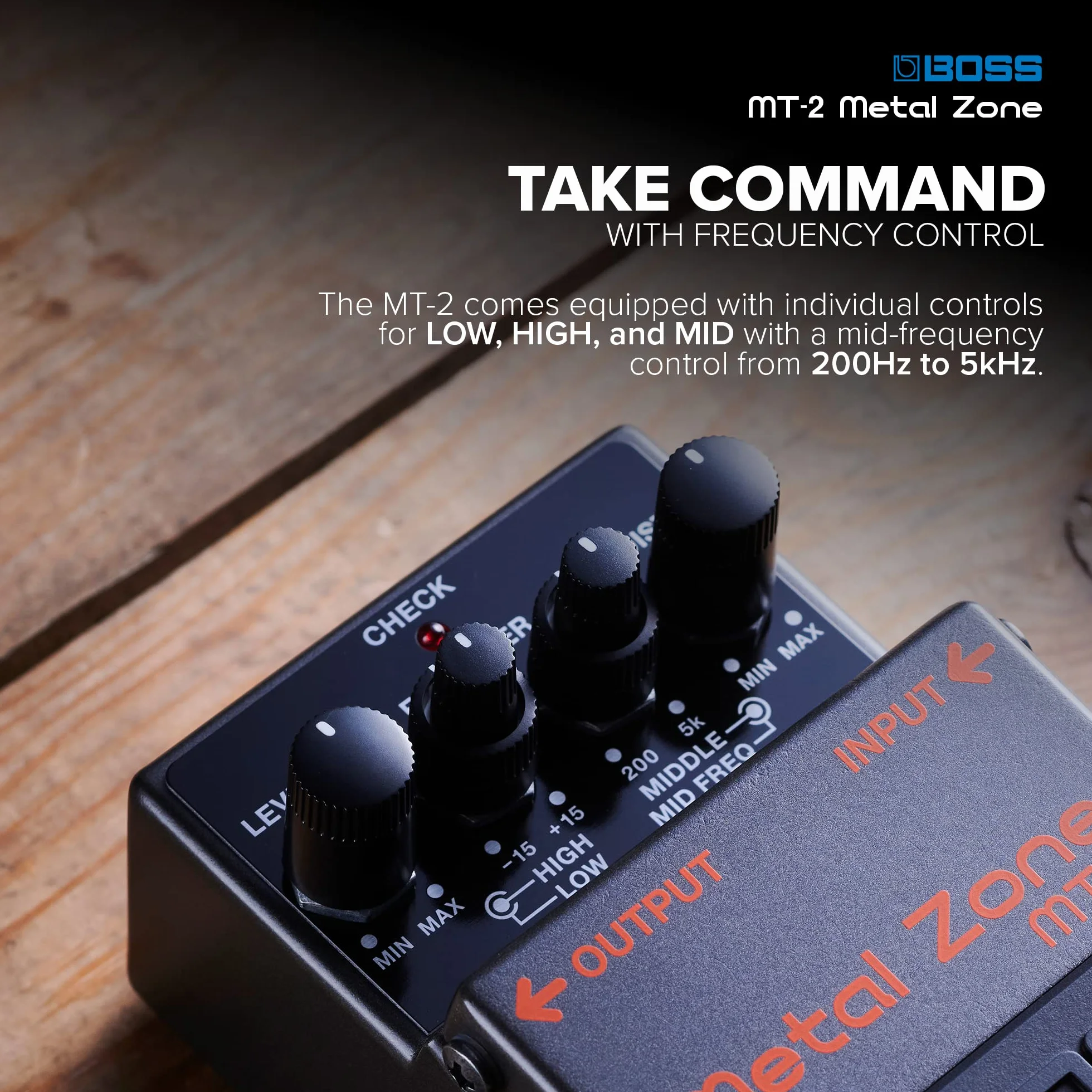 BOSS MT-2 Classic Metal Zone Pedał Efektów Gitarowy Basowy Dwustopniowy Wzmocnienie Trójzakresowy Korektor