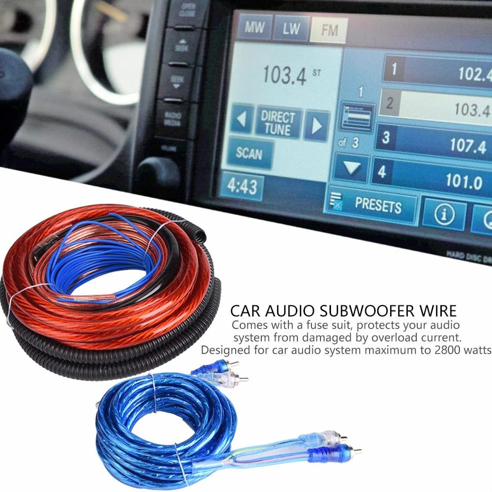 Wzmacniacz, 4 guage 2800 W uniwersalny samochodowy subwoofer audio wzmacniacz zasilania głośnik instalacja kabel kabel zestaw bezpieczników