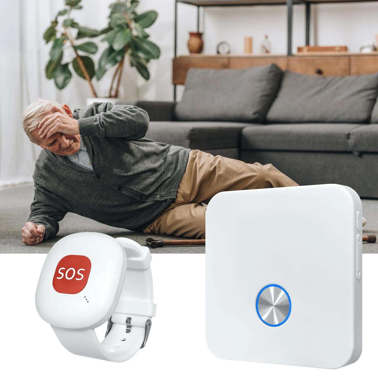 Bezprzewodowy mobilny alarm domowy z przyciskiem alarmowym na nadgarstek alarmowy, alarm paniki, ładowalny, dla osób starszych, dzieci niepełnosprawnych, w ciąży (1 do 2)