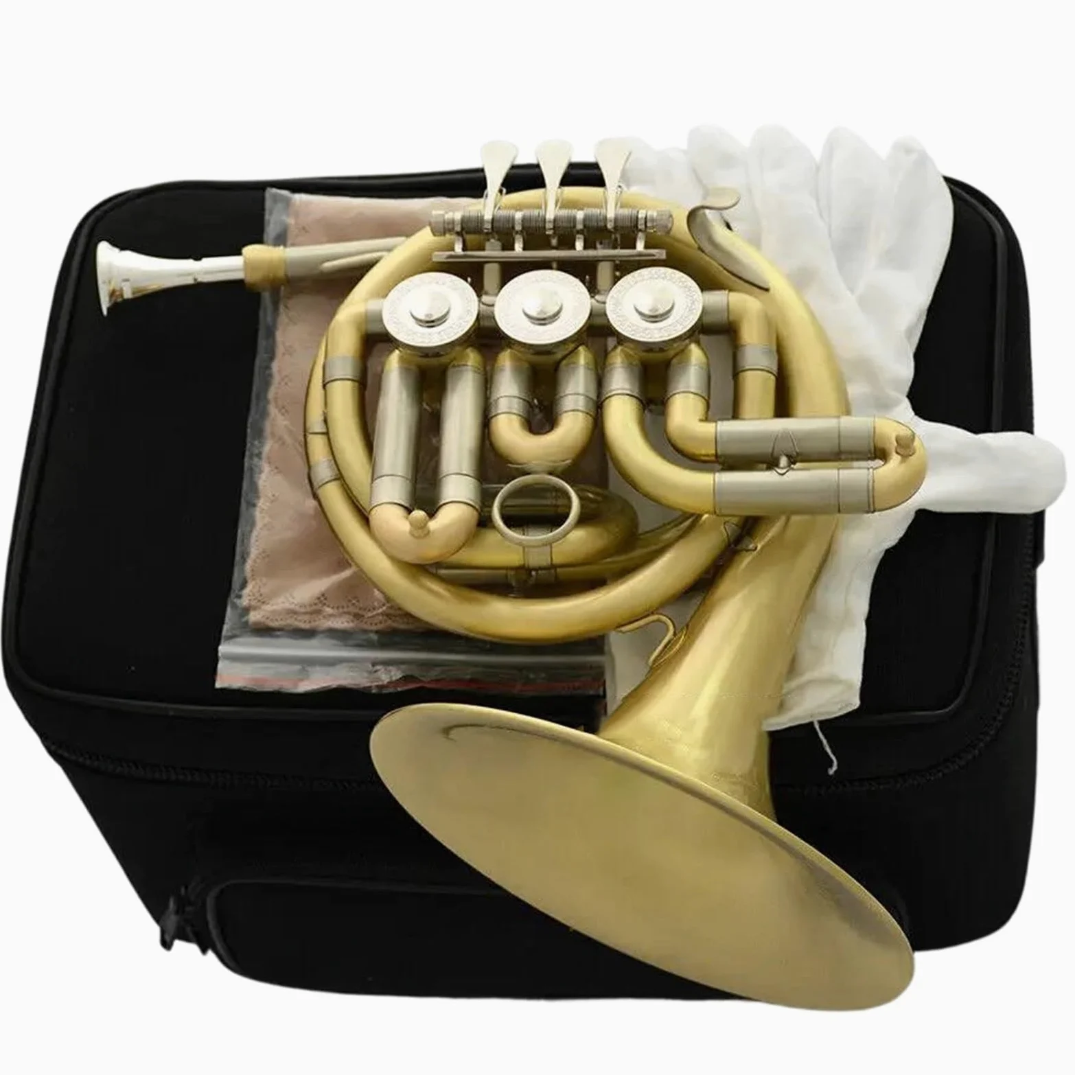 Profesjonalne Róg Francuski Matowe Mosiężne Etui Na Klucze Piccolo Mini Horn Bb