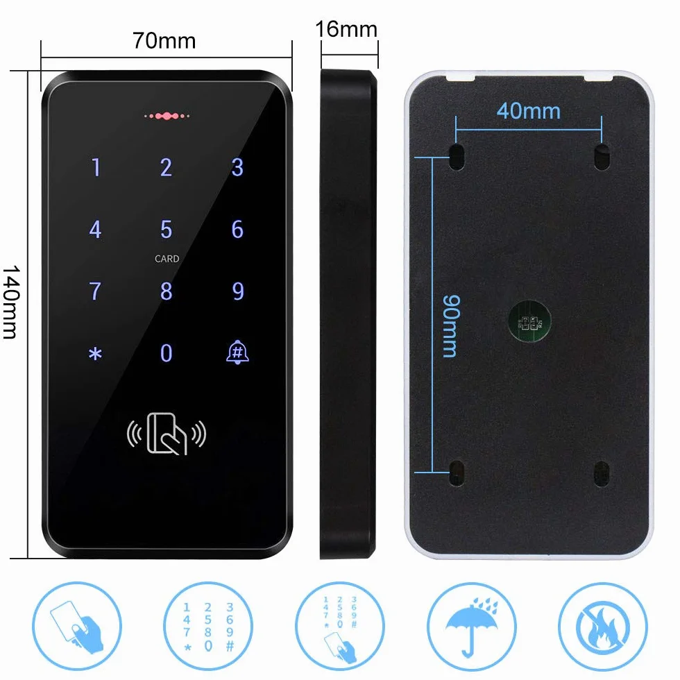 FST IP68 wodoodporna kontrola dostępu do klawiatury RFID Kontroler dostępu WG26 / 34 ekran dotykowy + 10 szt. breloczków do kluczy do systemu kontroli dostępu do drzwi