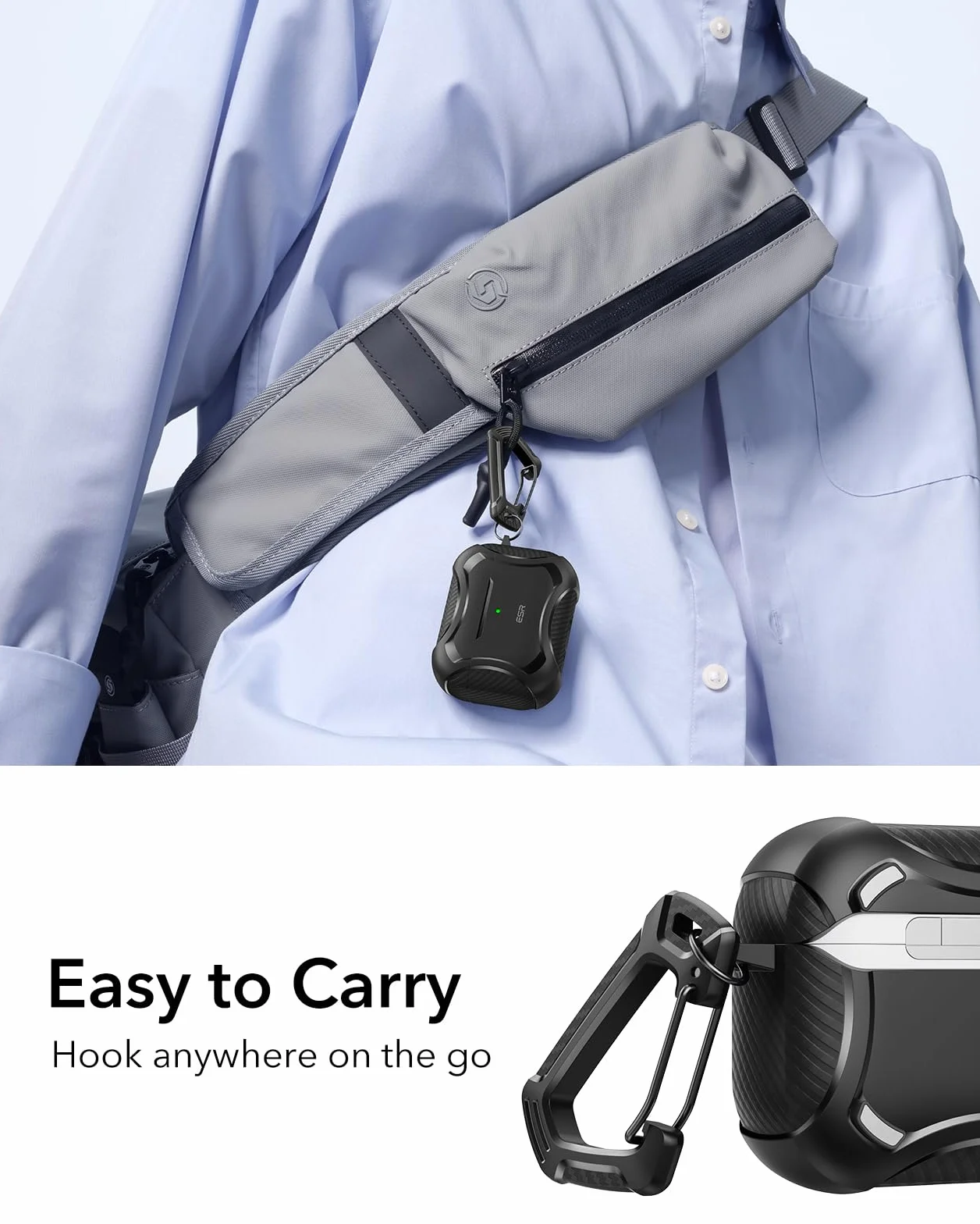 ESR Etui do AirPods Pro 3 (2025), kompatybilne z Airpods Pro 3. generacji (kabel USB-C), magnetyczna pokrywka, gotowe do MagSafe, potężna ochrona przed upadkiem, seria Cyber, czarne