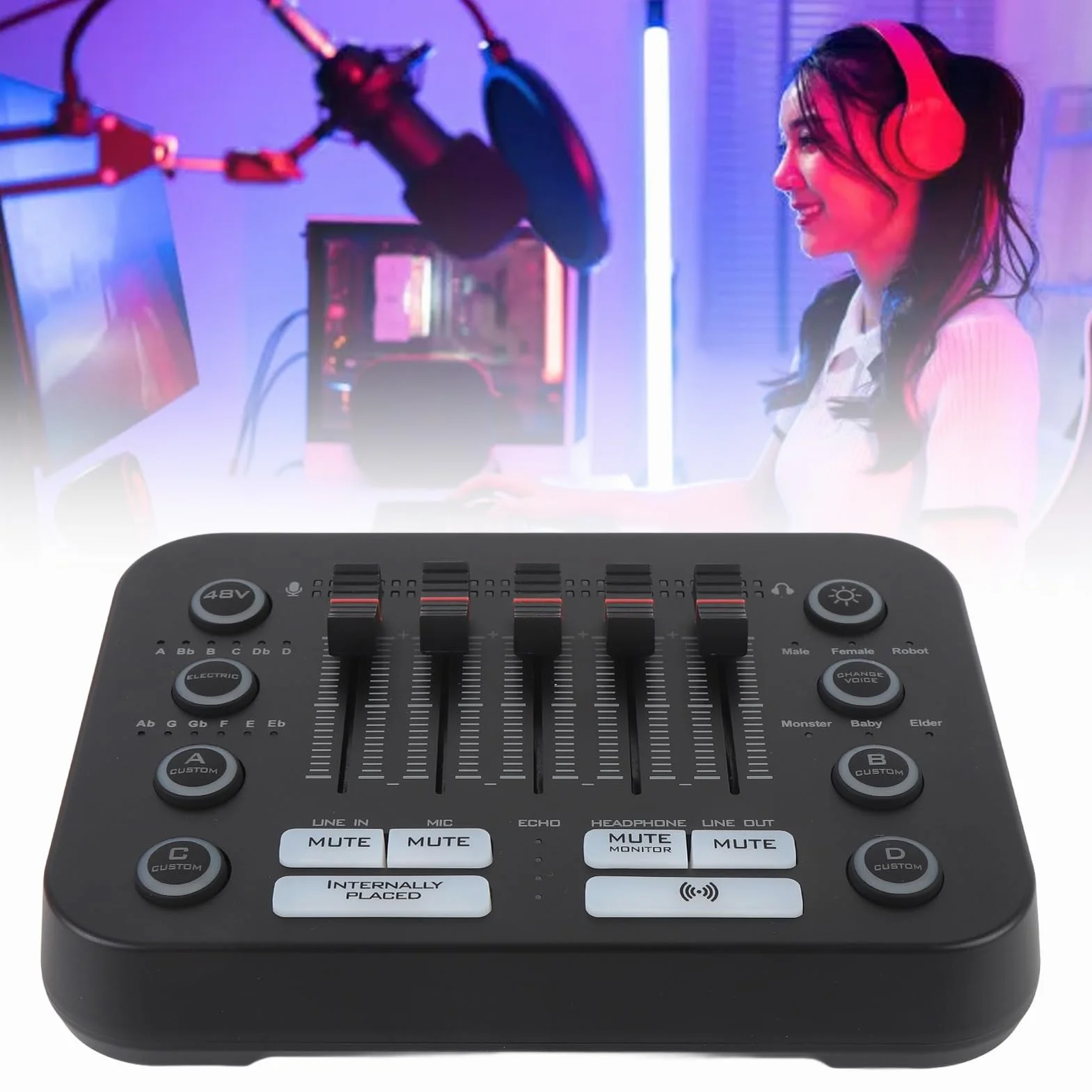 Topiky Pyle Professional Audio Mixer Dźwięk System Konsoli, Bluetooth DJ Mixer, Pakiet Miksera Audio, Mikser na żywo z Pro Przedwzmacniacz, Mikser Dźwiękowy RGB PC