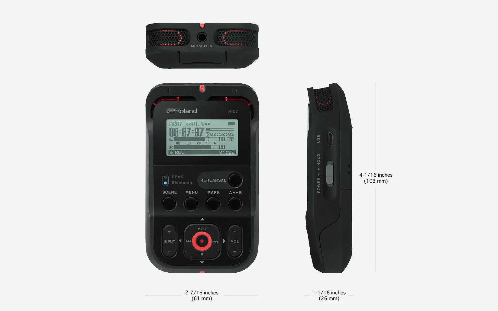 Roland R-07 - Rejestrator dźwięku wysokiej rozdzielczości — czarny
