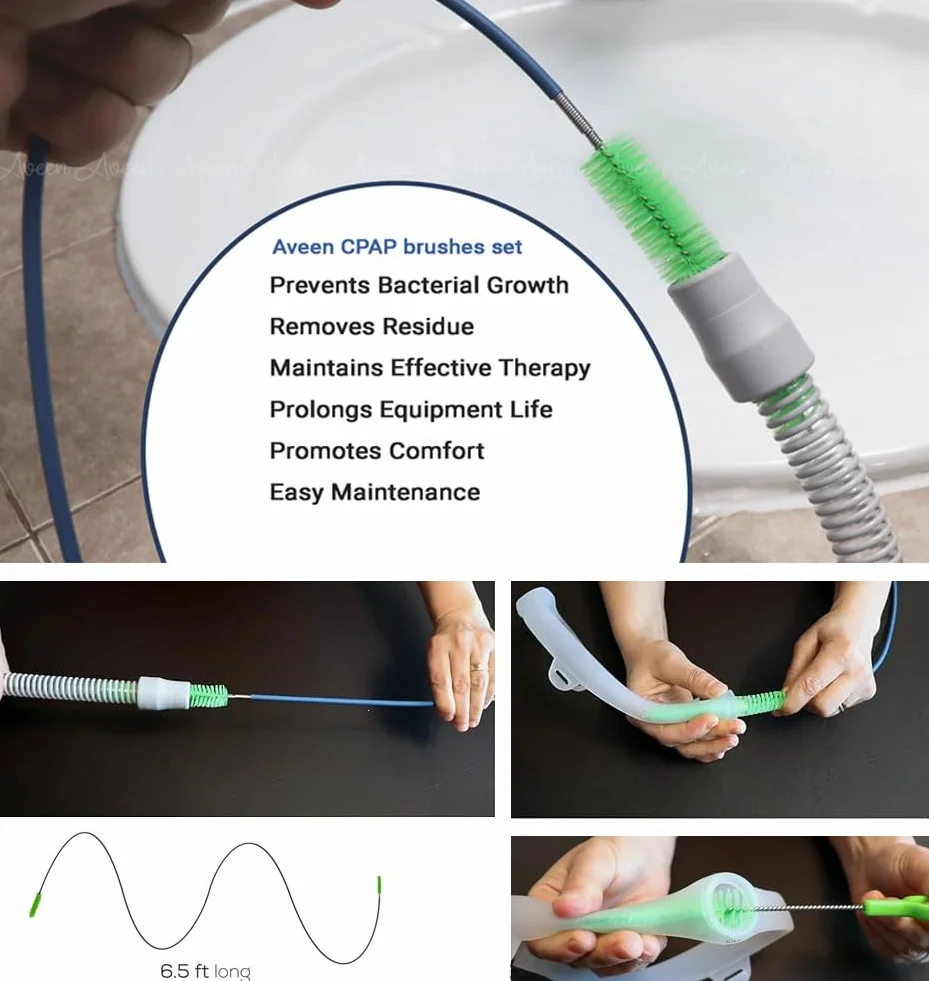 Szczotka do czyszczenia węża i maski CPAP, odpowiednia do wszystkich typów węży CPAP, średnica szczotek 15 mm i 19 mm, CPAP-Schlauch- und Maskenreinigungsbürste,