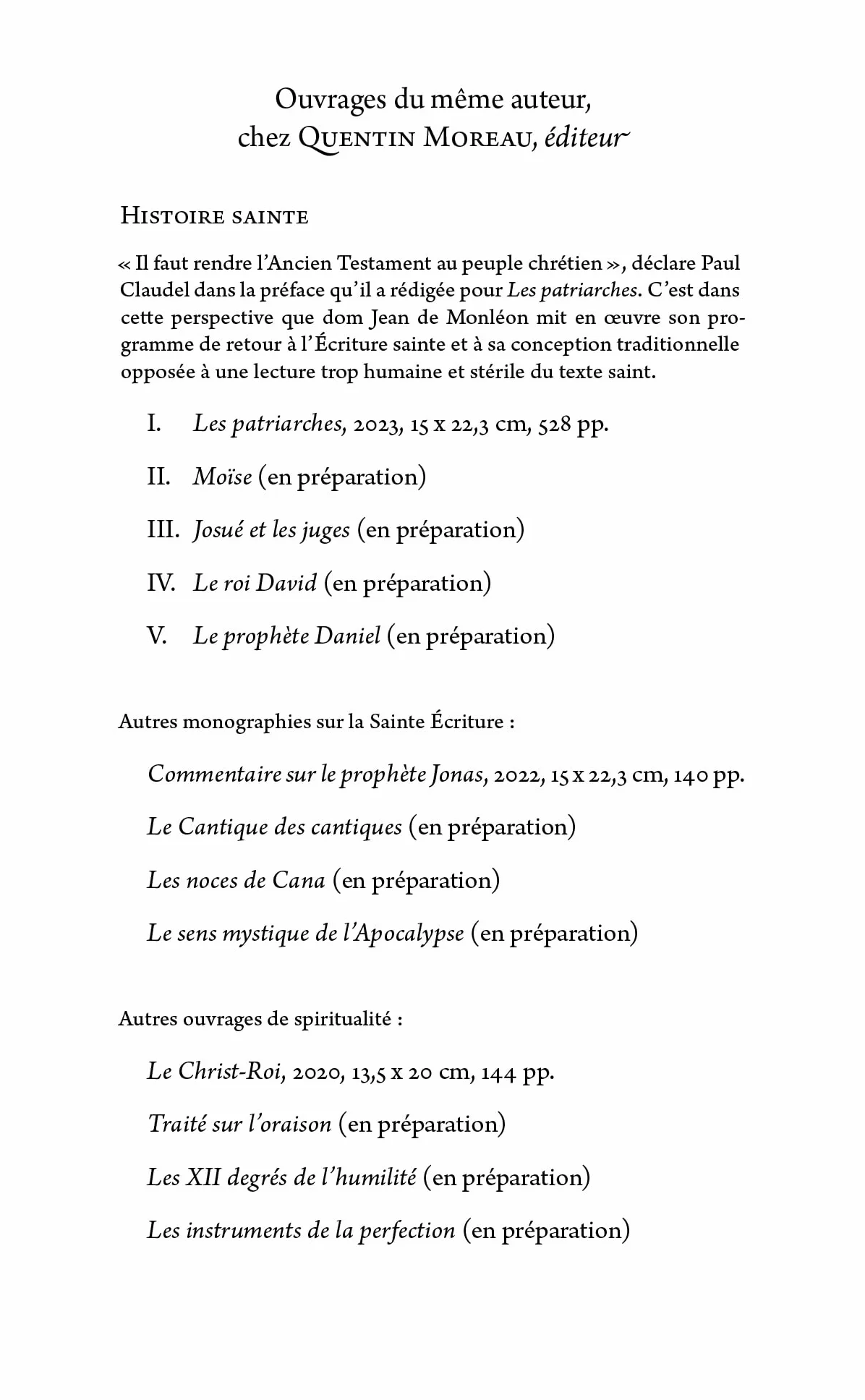 Histoire Sainte: Tome 1, Les patriarches