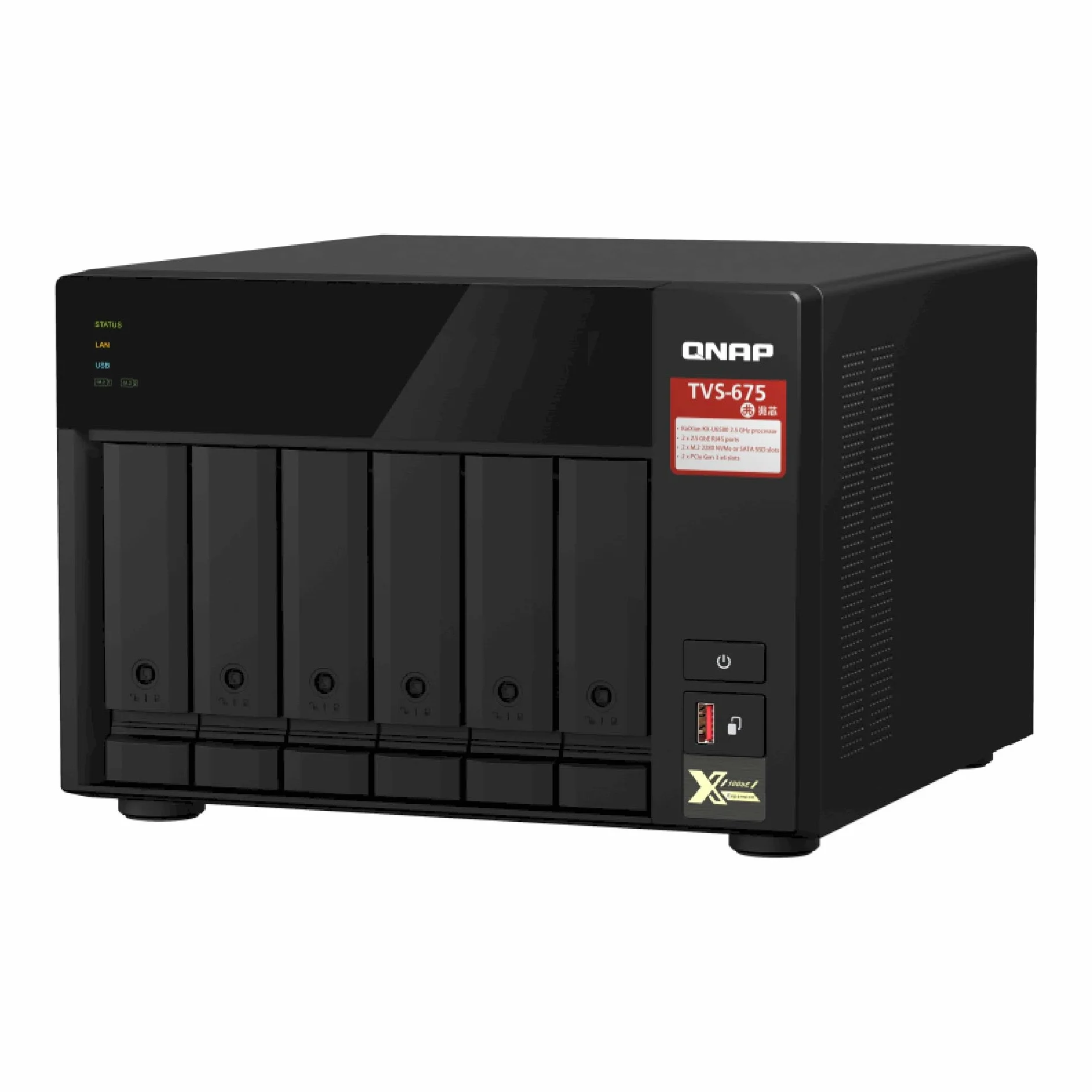 QNAP 6-kieszeniowy NAS Zhaoxin KX-U6580 8C/8T 2,5 GHz Czarny