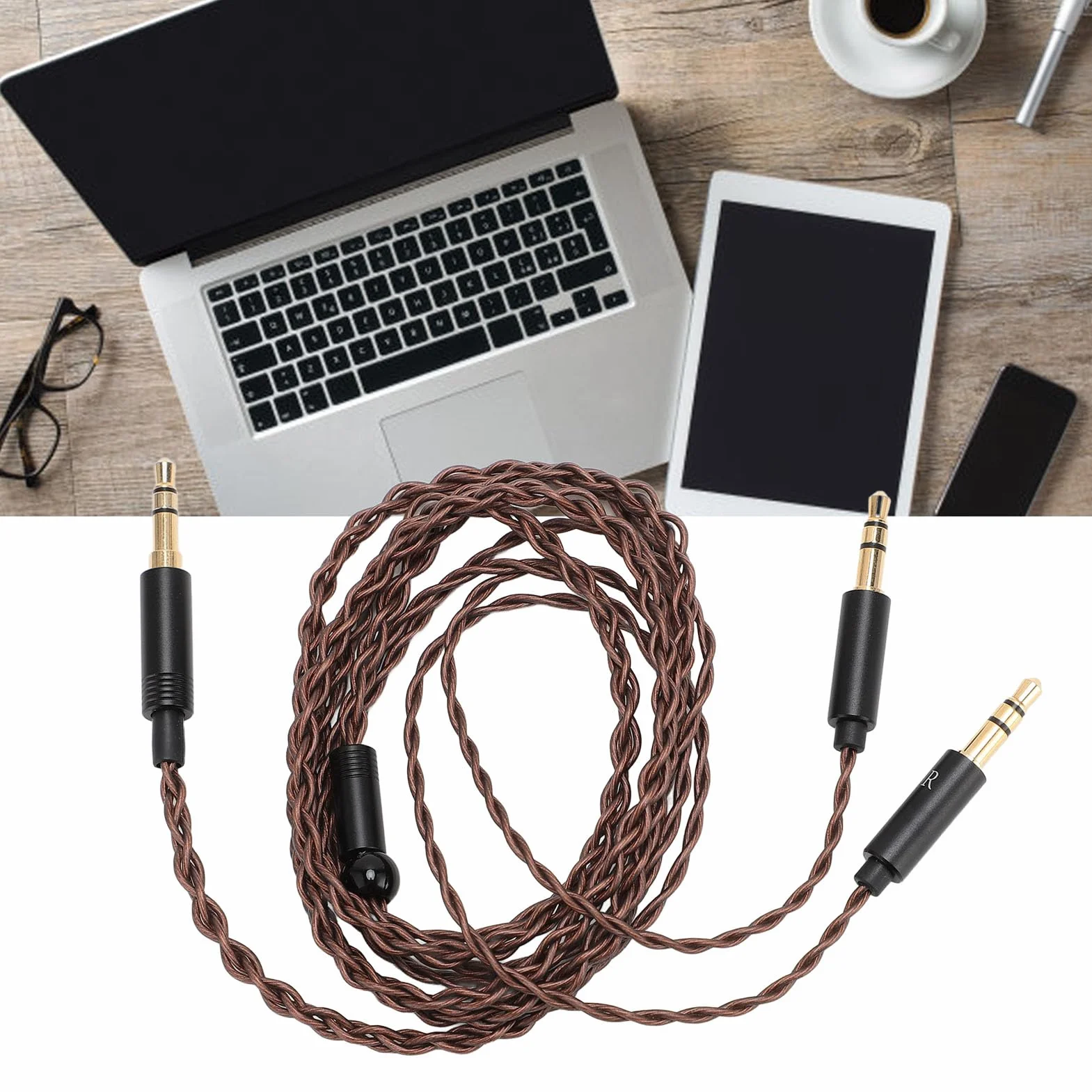 Zamienny Kabel do Aktualizacji Audio dla T1 II T5 dla MDR Z7 dla Sundara dla Arya dla Ananda, Kabel Zastępczy Słuchawek 3.5mm do Podwójnej Wtyczki 3.5mm