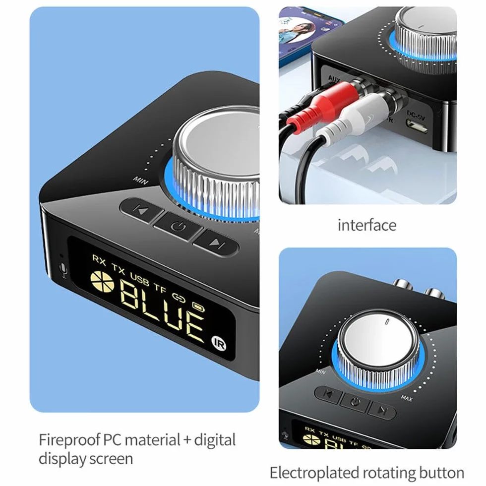 DollaTek Bezprzewodowy adapter audio 2 w 1, kompatybilny z Bluetooth, lekki odbiornik nadajnik do telewizora, PC, stereo, po??cz g?o?nik, s?uchawki