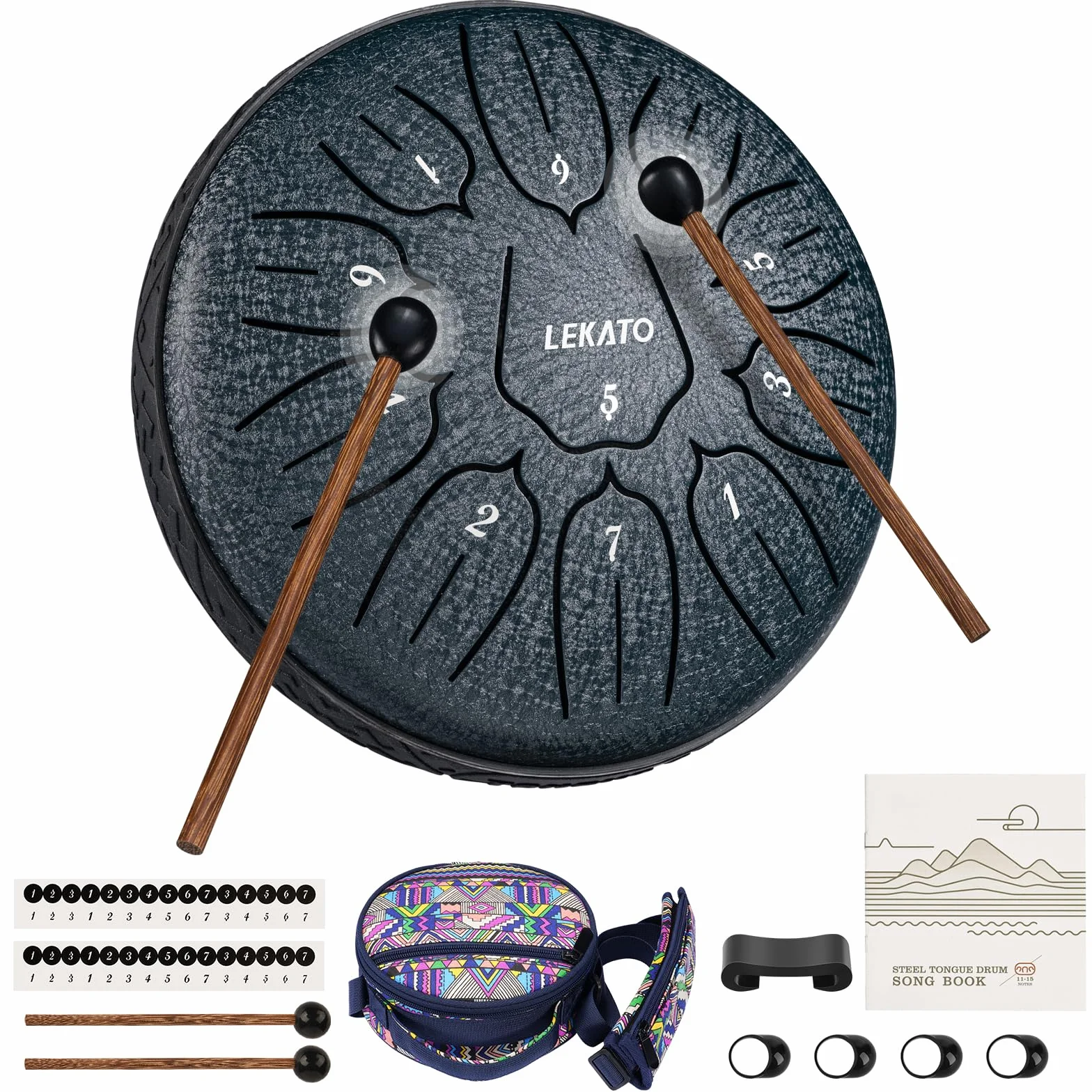 LEKATO Steel Tongue Drum 15 cm 11 dźwięków D Handpan z torbą do medytacji jogi