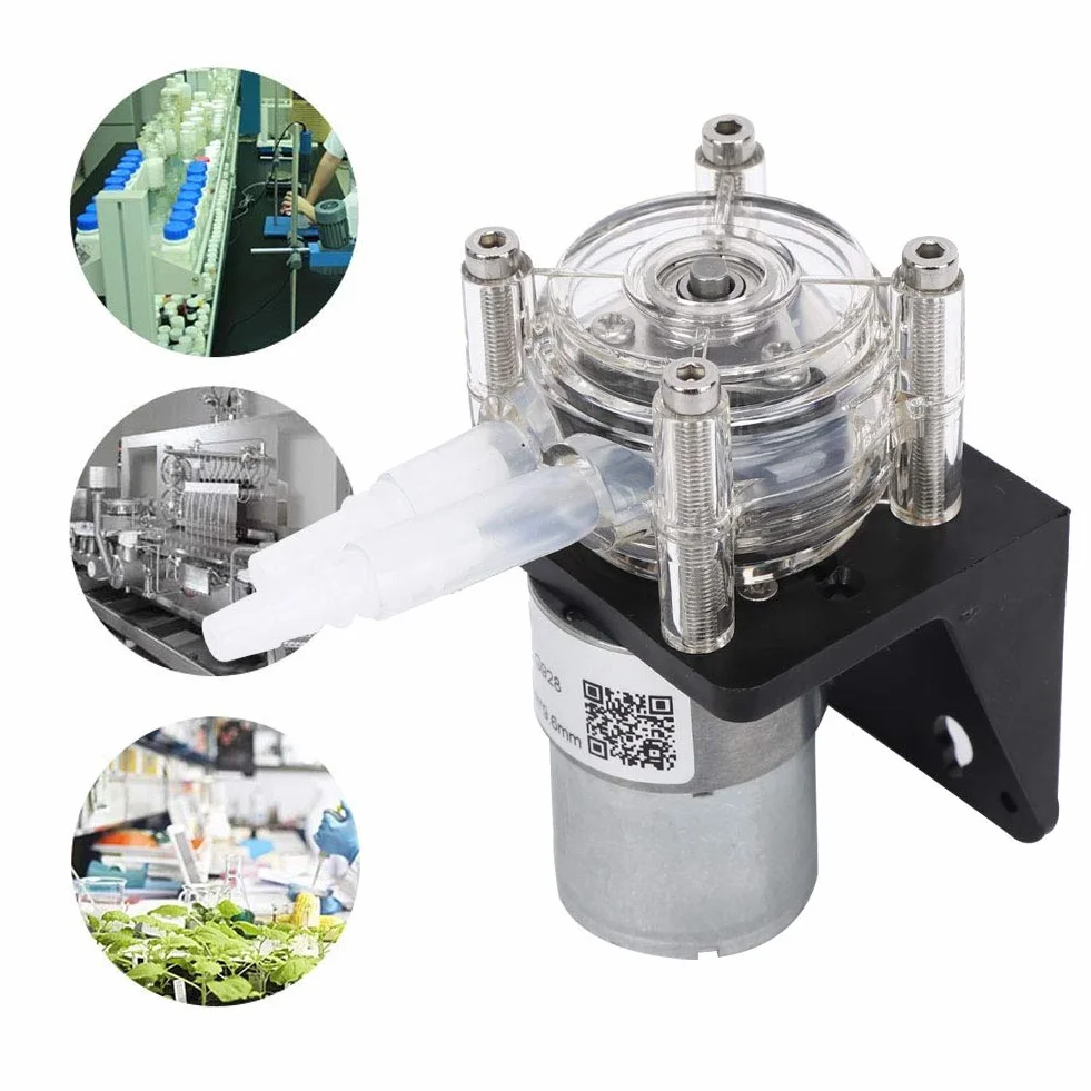 Oumefar Pompka perystaltyczna, trzy rolki, 500 ml/M, pompa dozująca do silnika przekładniowego, pompa perkusyjna, pompa do akwarium, z cokołem (12 V)