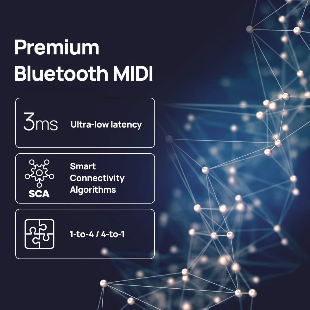 CME WIDI Thru6 BT – MIDI Thru 2-Wejścia/6-Wyjść z 5-Pin DIN i Bluetooth – Szybka Transmisja Wszystkich Danych MIDI