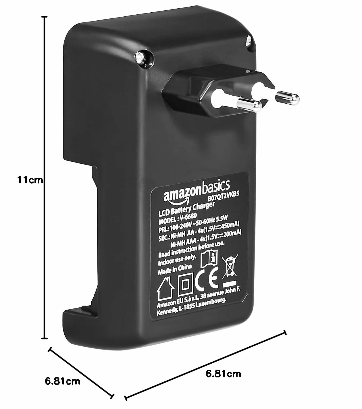 Amazon Basics Inteligentna, cyfrowa ładowarka do 4 akumulatorów AA, AAA, czarna