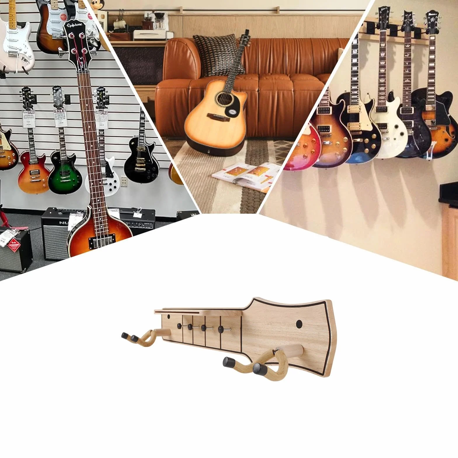 Uroczy drewniany stojak na gitarę, hak ścienny z gitarą, uchwyt ścienny gitarowy hak gitarowy wieszak na gitarę, wieszak na gitarę elektryczną, drewniany stojak gitarowy uchwyt gitarowy, haczyki do