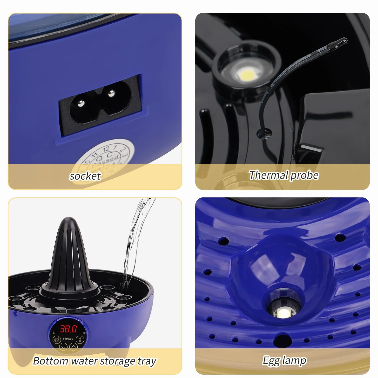 Inkubator do jajek, 8 jajek, z regulacją wilgotności, mini inkubator 360 View, inkubator dla kur, kaczek, gęsi, ptaków, indyków