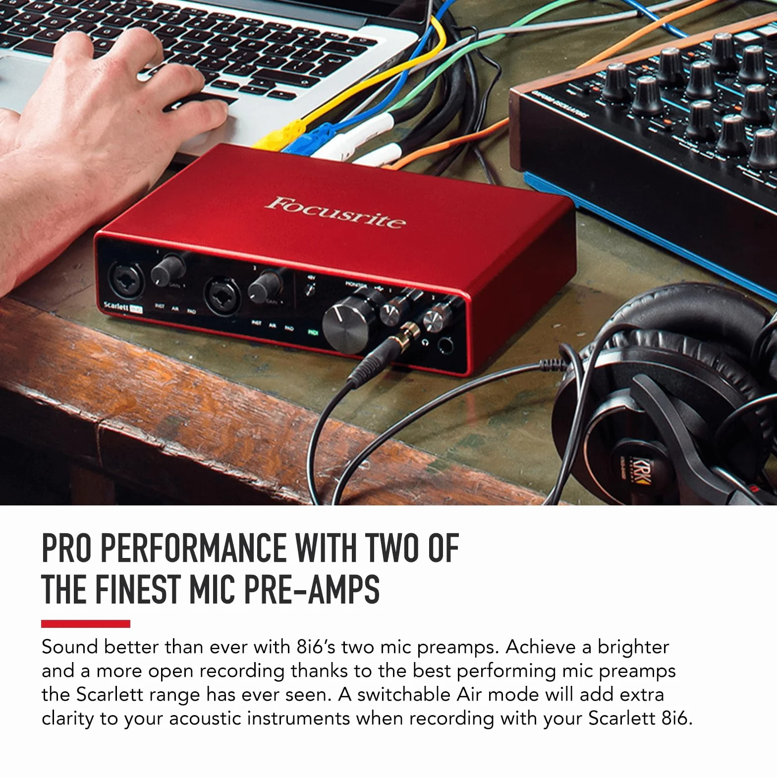 Focusrite Scarlett 8i6 3. generacji Interfejs audio USB do nagrywania, tworzenia piosenek i streamingu, wysoka wierność dźwięku, studyjna jakość nagrań i przejrzyste odtwarzanie