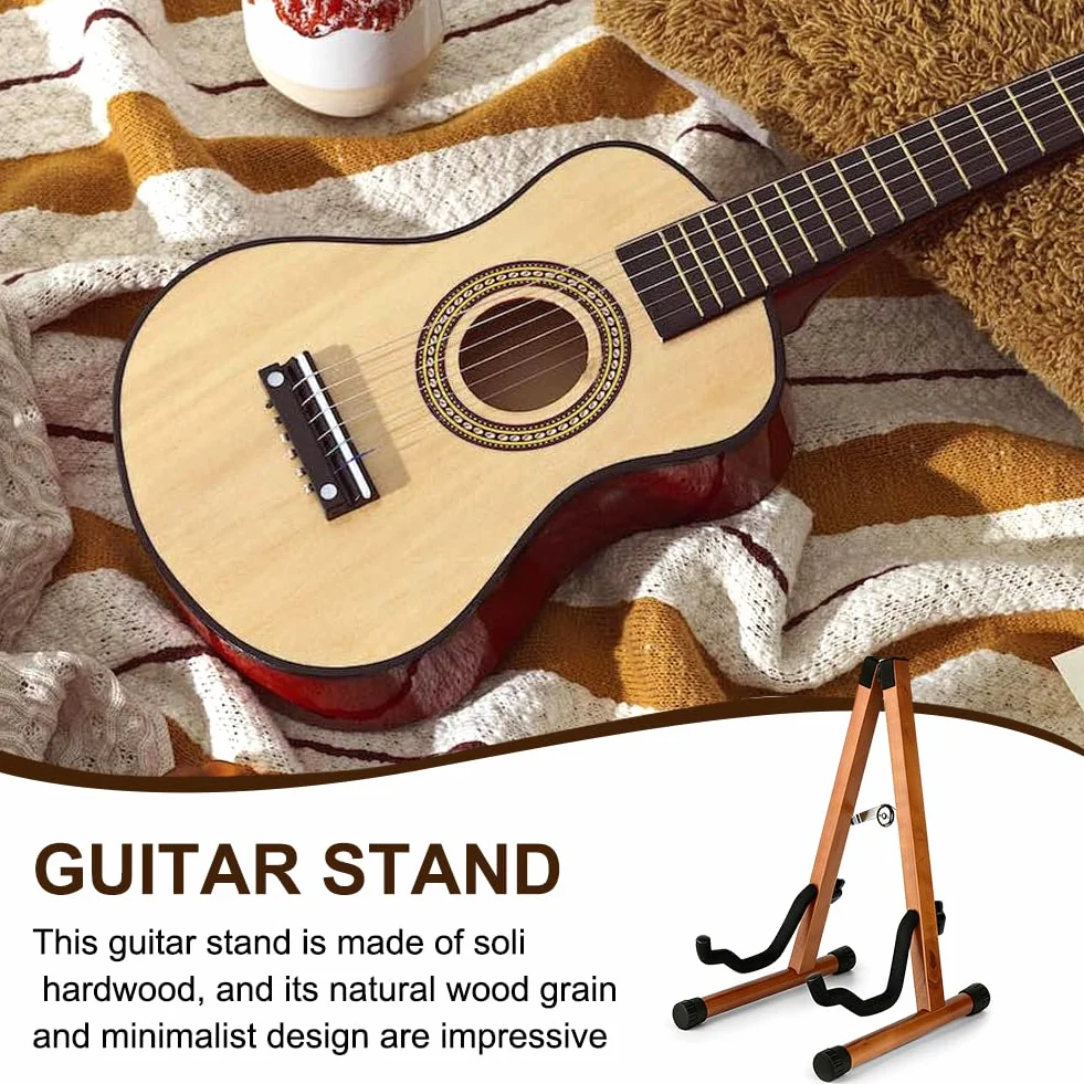 Stojak na gitarę z prawdziwego drewna, gitara akustyczna, elektryczna, basowa, wiolonczela, banjo, mandolina, ukulele, ciemny rysunek słojów