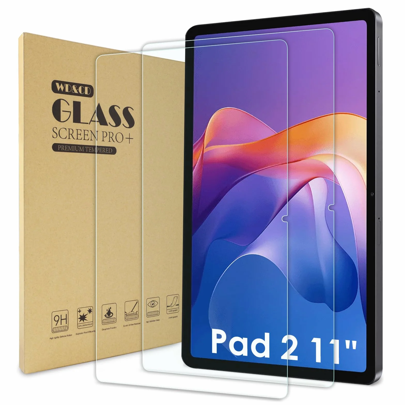WD&CD 2 sztuki szkła hartowanego kompatybilnego z Xiaomi Redmi Pad 2 11", folia ochronna ze szkła hartowanego o wysokiej rozdzielczości, kompatybilna z Redmi Pad 2