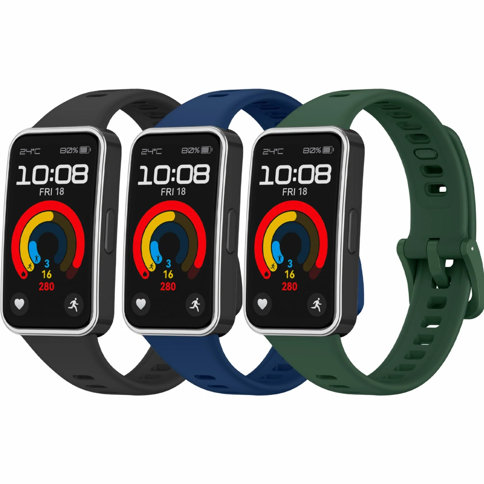 Amzpas 3 sztuki bransoletek do Huawei Band 9 / Huawei Band 8, dla kobiet i mężczyzn, silikonowe, sportowe paski zastępcze, do Huawei Band 9/8, 3 sztuki
