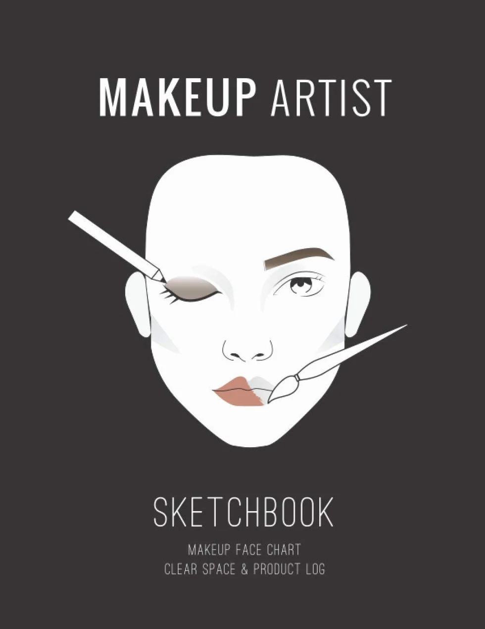 MAKEUP ARTIST Sketchbook Makeup face chart Clear space & Product Log: Makeup Artist Drawing and Coloring Head Fiqures Notebook (100pages) 8.5" x 11"