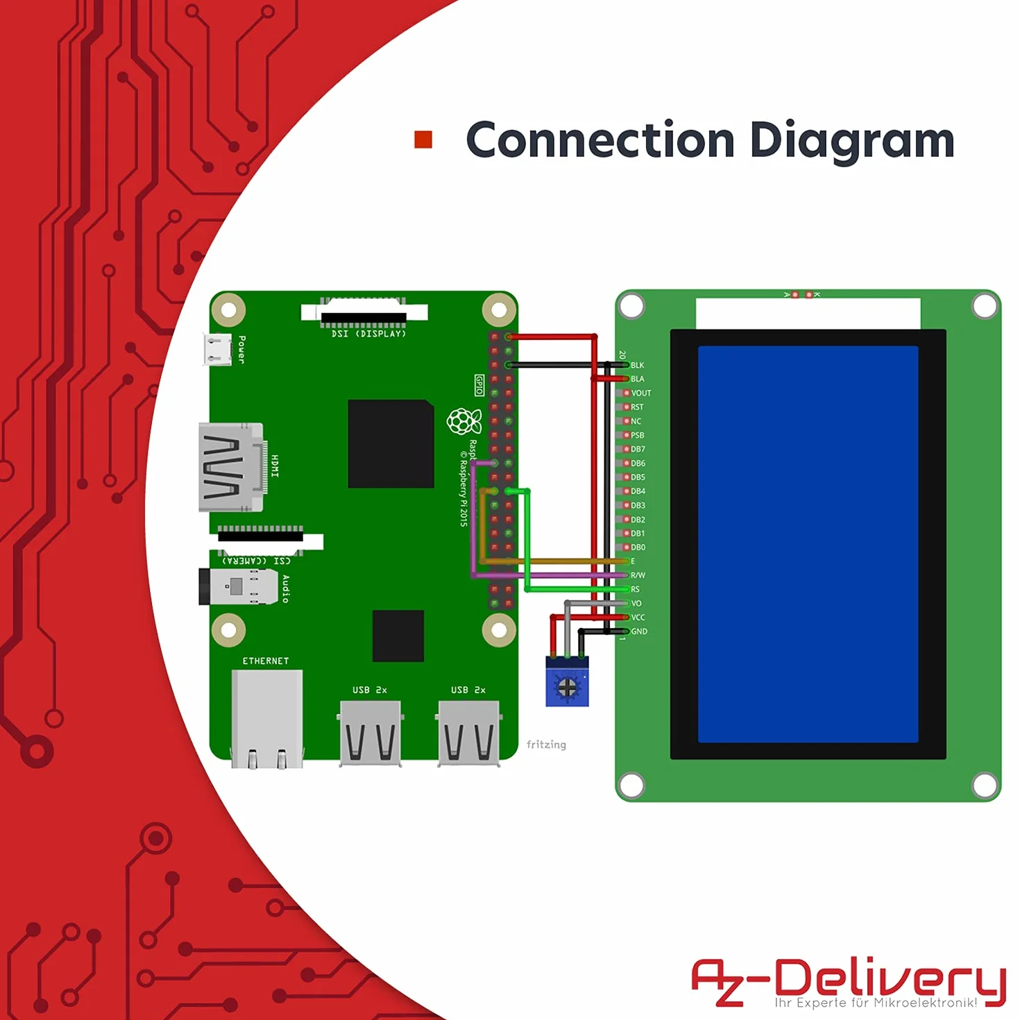 AZDelivery 3 x LCD Display 128 x 64 Pixel 12864 Display KS0108/KS0107 z 4x20 znaków z niebieskim tle i białe znaki kompatybilny z Arduino i Raspberry Pi tym e-Book!