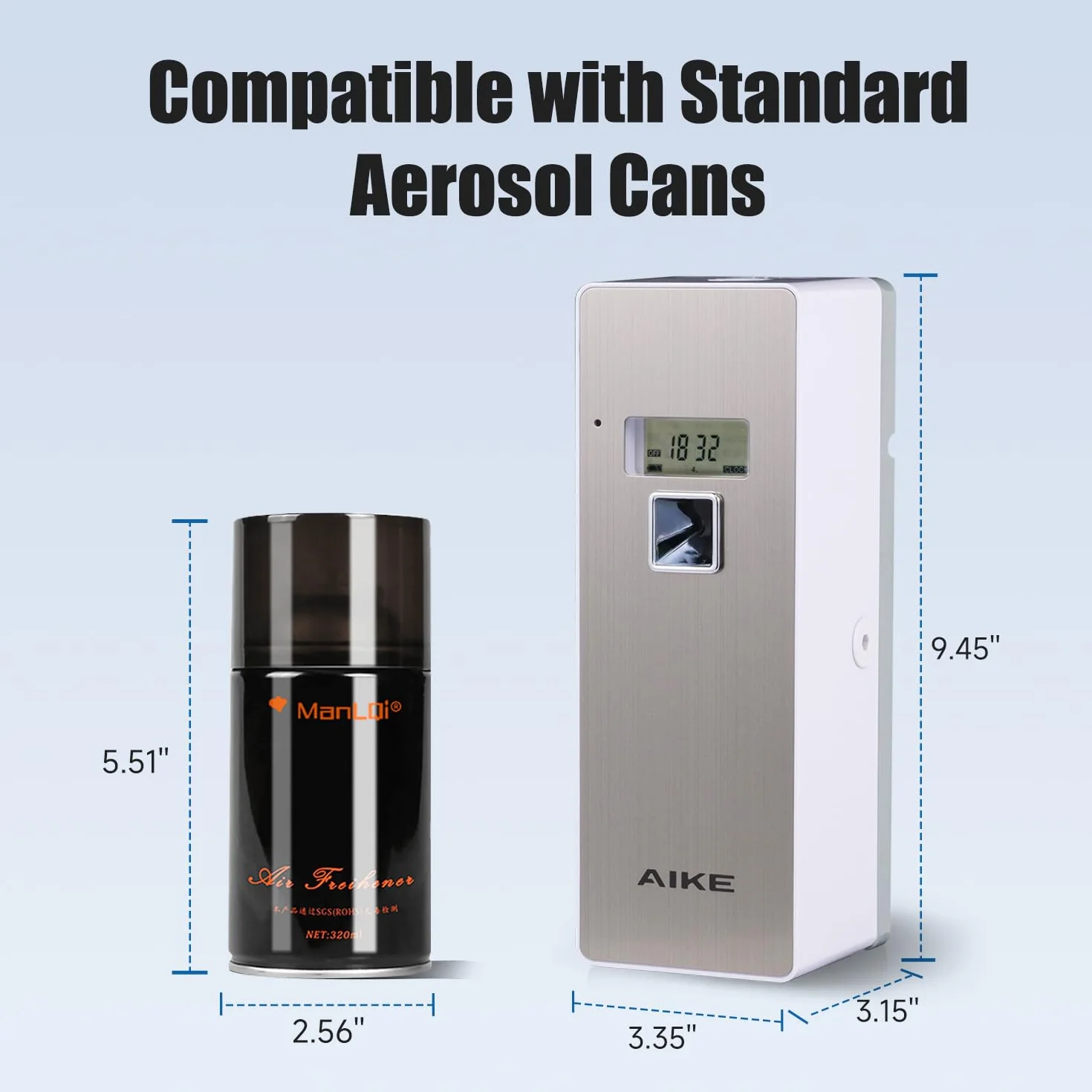 AIKE Automatyczny dozownik odświeżaczy powietrza do użytku komercyjnego, automatyczny odświeżacz powietrza, elastyczny i programowalny, kompatybilny z większością odświeżaczy powietrza, wyświetlacz