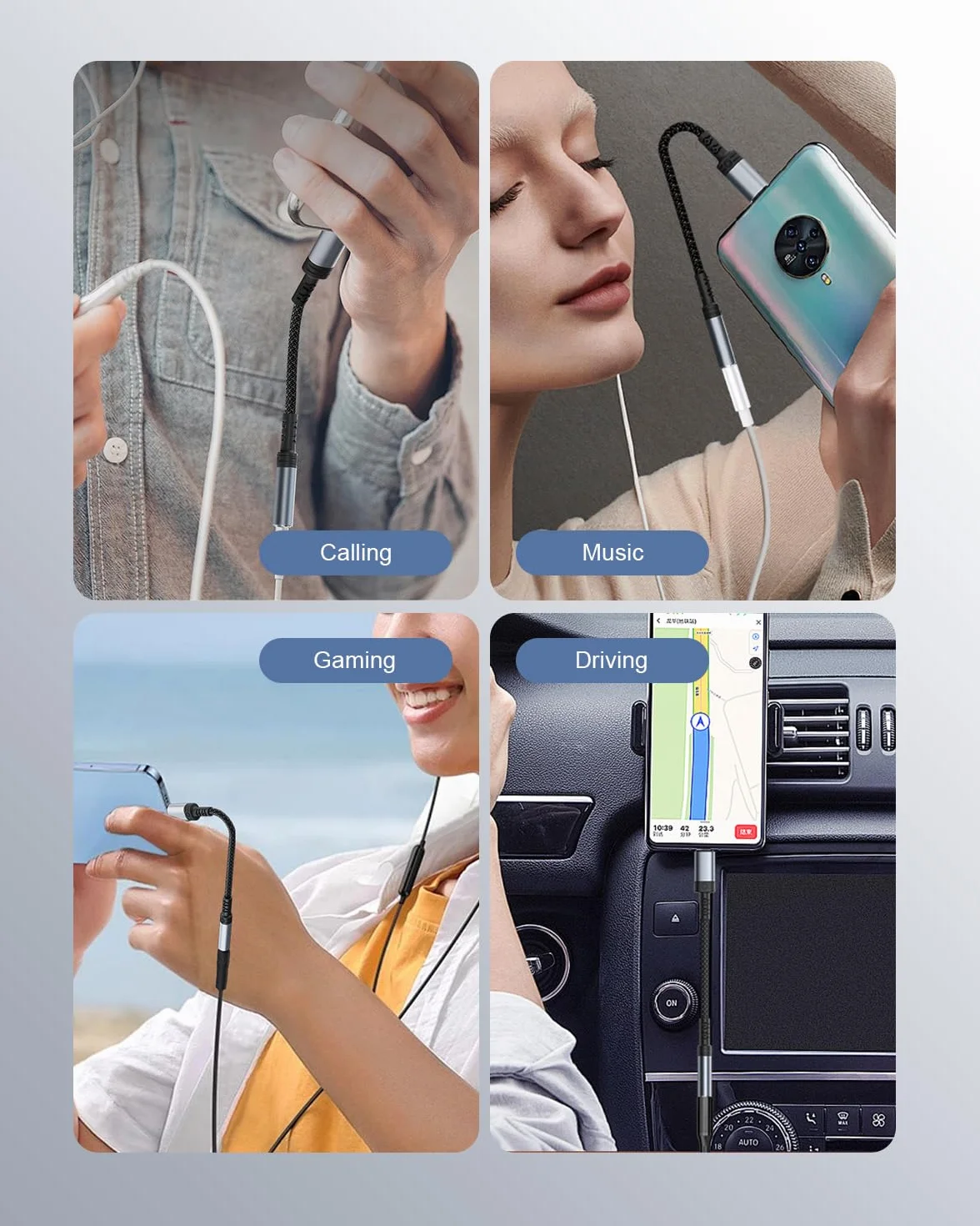 BLITEZZ Adapter USB C do jacka 3,5 mm (0,12 m, 2sztuki),Adapter USB-C do jacka 3,5 mm, adapter słuchawkowy USB C,kabel audio Aux,kompatybilny z iPhone'em 16/15,Galaxy S25 S24 S23 S22/Huawei P60/P50