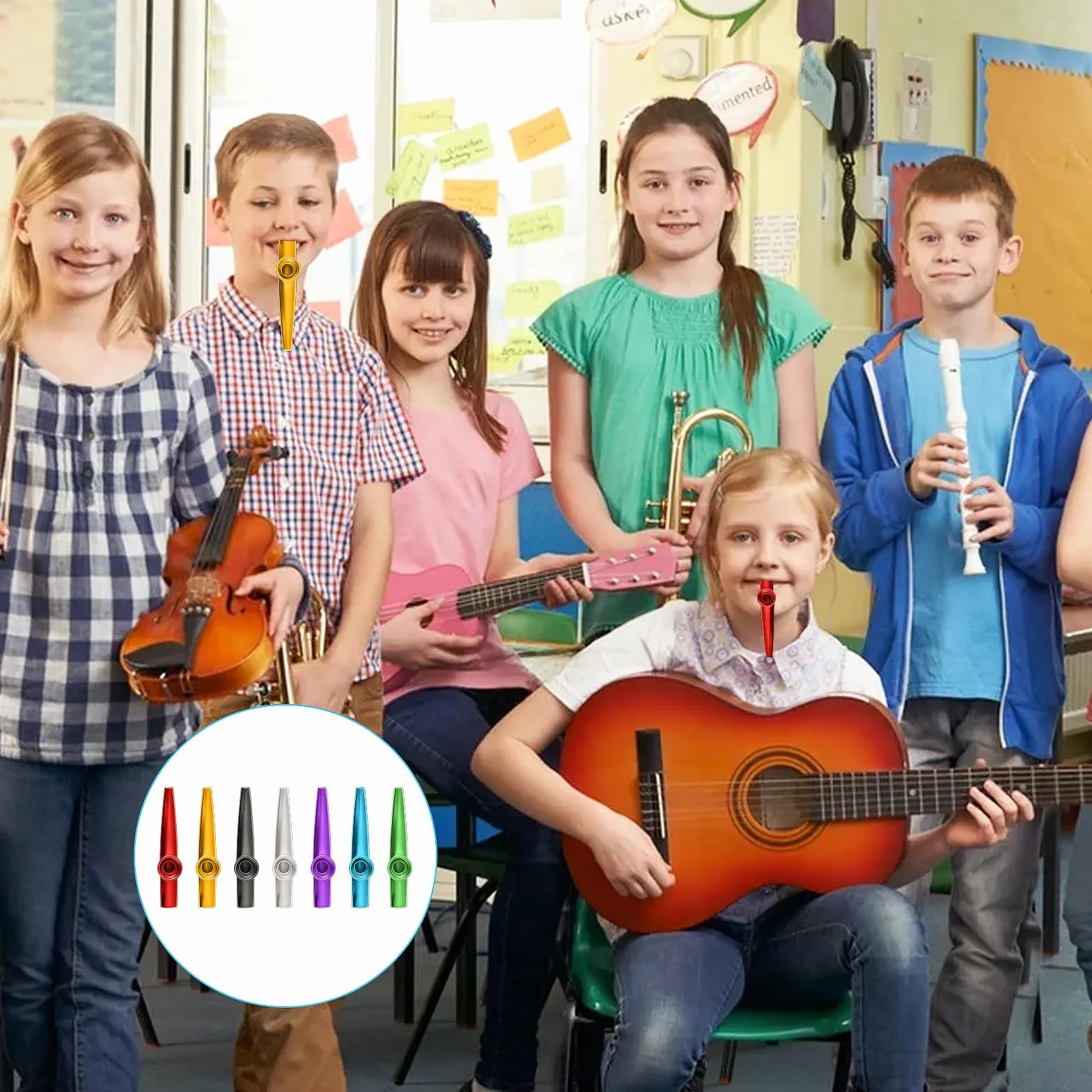 Kazoo zestaw 14 instrumentów muzycznych ze stopu aluminium – instrumenty muzyczne w 7 kolorach dla dzieci, miłośników muzyki, początkujących - prezenty na imprezę