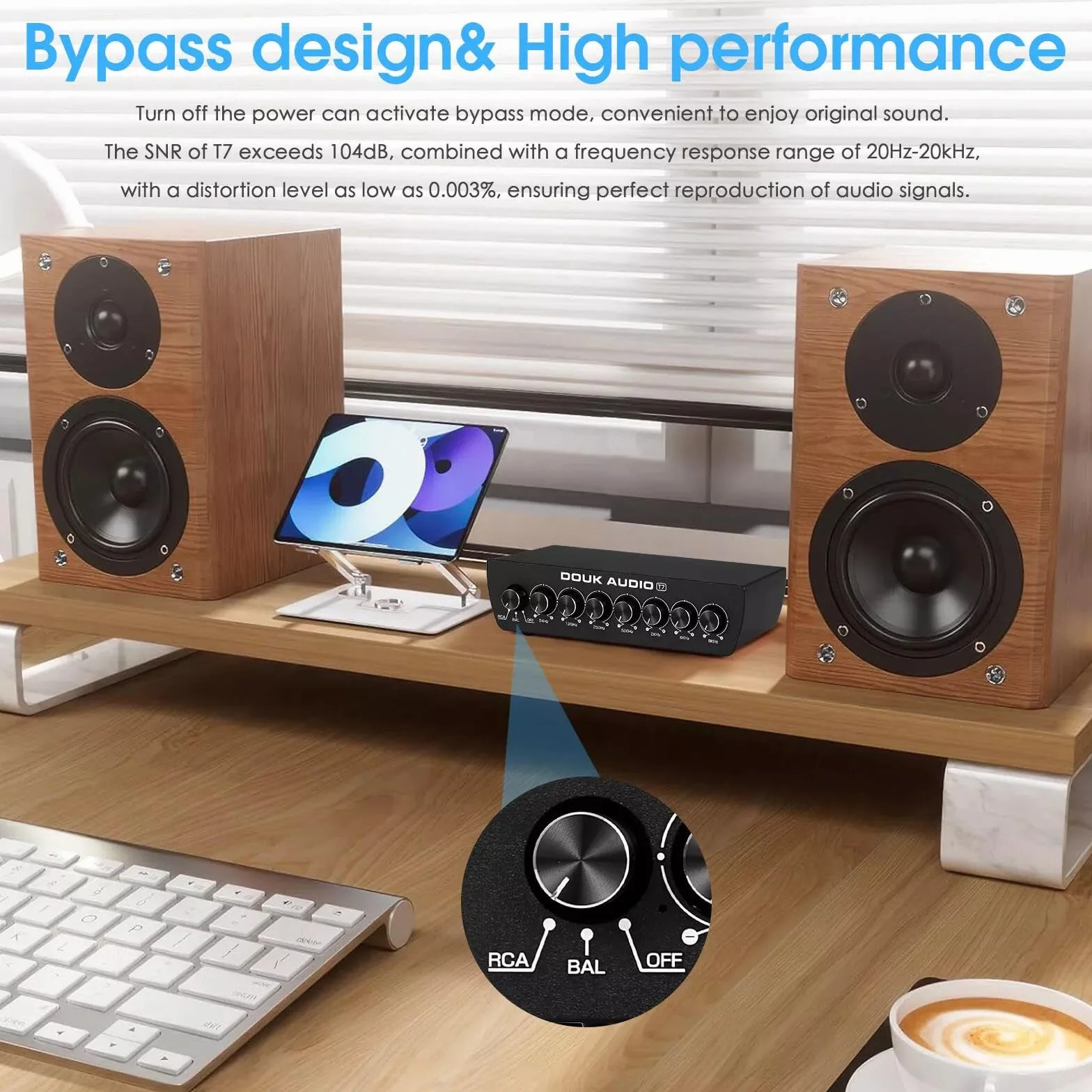 Douk Audio T7 7-pasmowy korektor, zrównoważony wzmacniacz XLR/RCA do wzmacniacza domowego