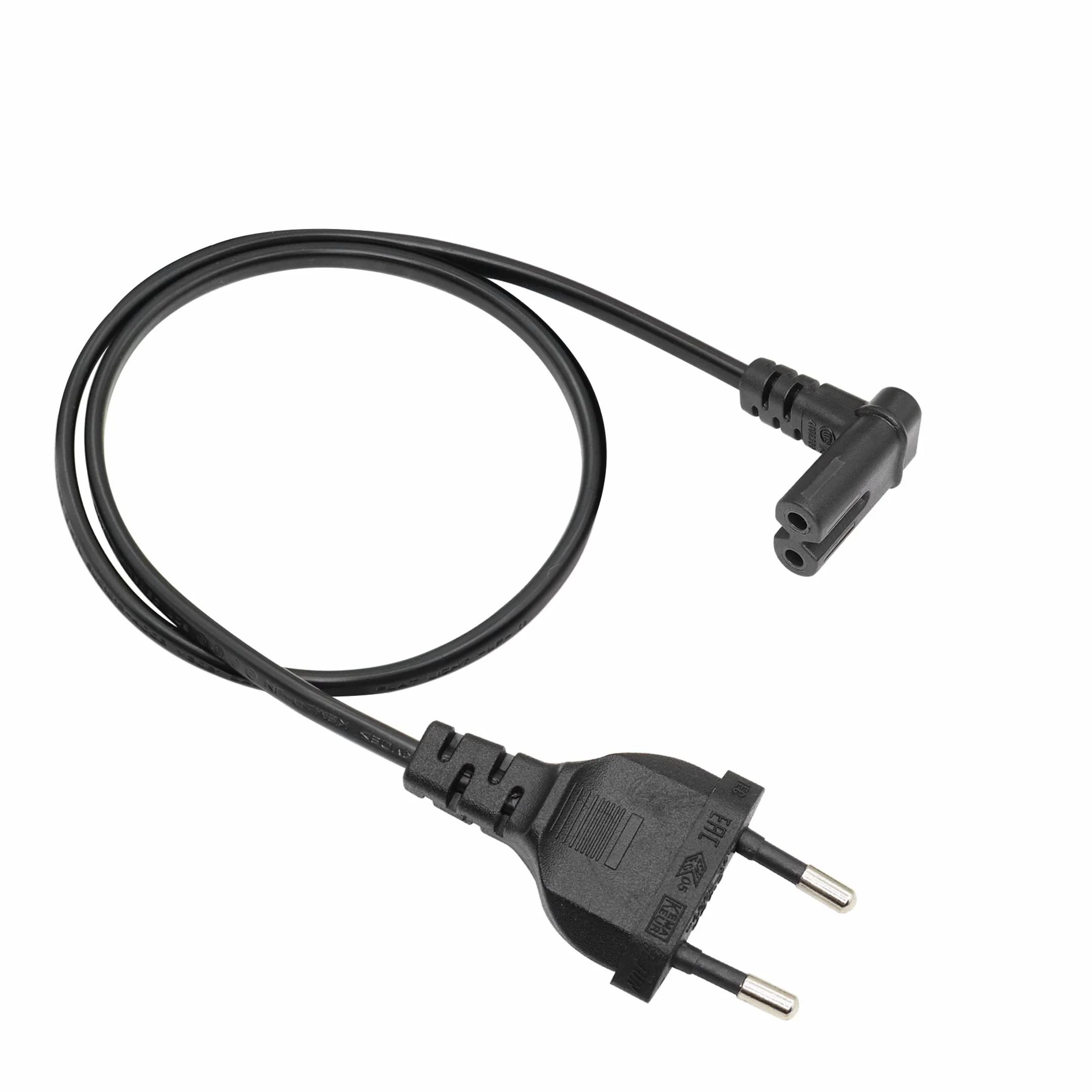 Wtyczka euro na gniazdo C7 kabel zasilający YACSEJAO 2-biegunowy 90 stopni wtyczka EU na podwójne gniazdo euro C7 ilustracja 8 kabli przyłączeniowych prądowych, 0,5 m