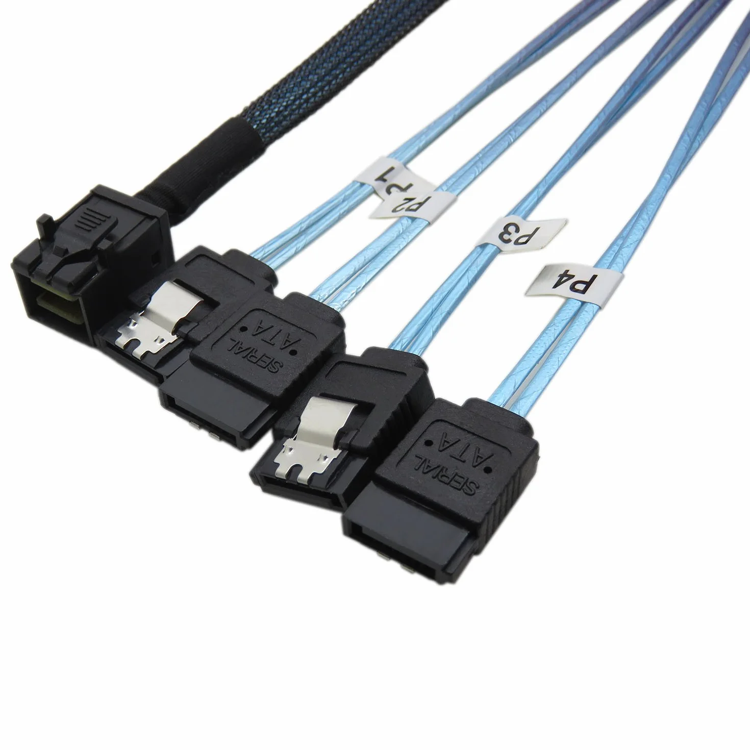 YIWENTEC Wewnętrzny kabel HD Mini SAS (SFF-8643 Host) do 4X SATA (Target) kabel dysku twardego (100 cm) (8643 SATA 1 m)