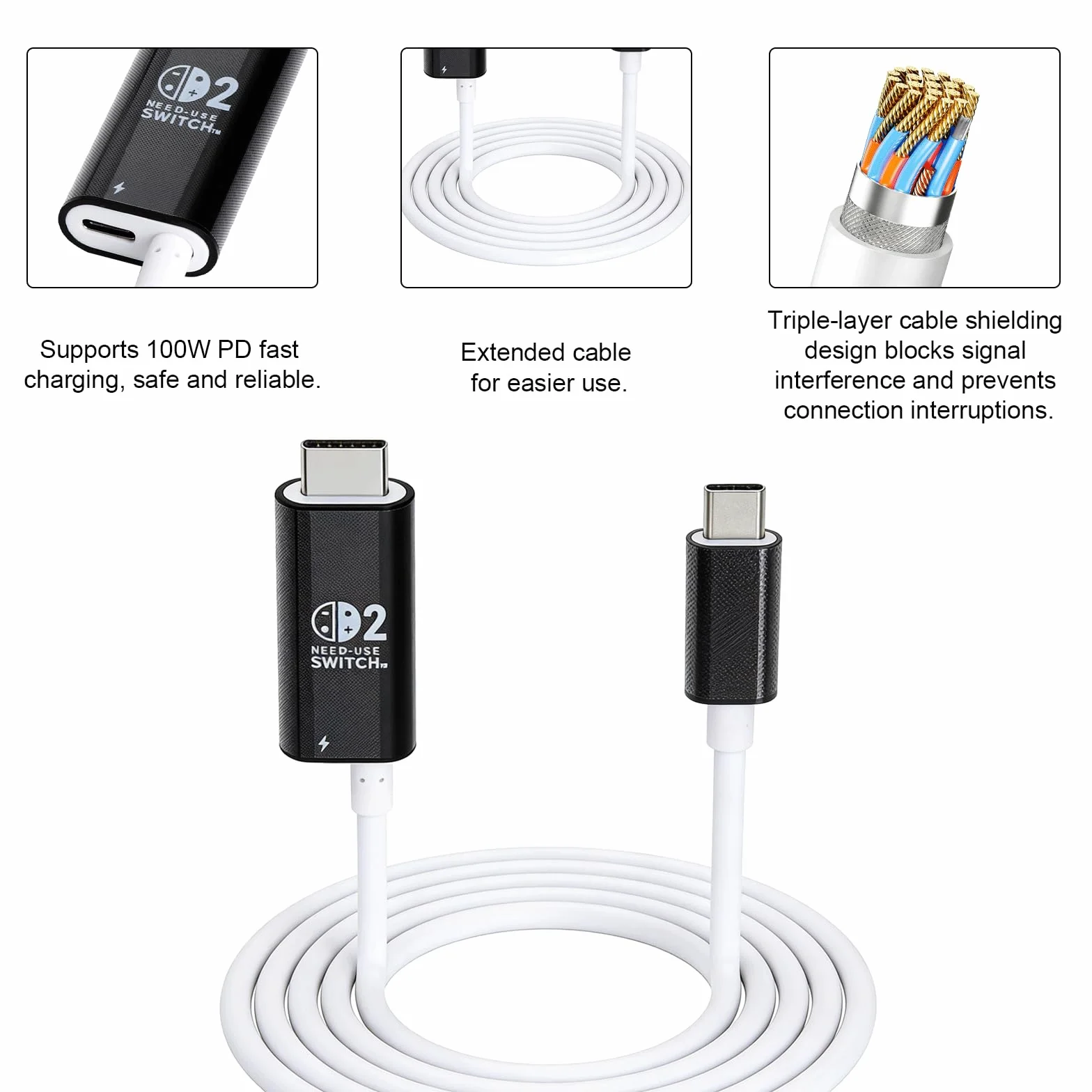 HENGBIRD Adapter USB C na HDMI 2 m, 4K@60Hz 100 W PD ładowanie, przenośna stacja dokująca, zamiennik do trybu TV Switch 2/1/OLED, kabel do gier Plug&Play do Switch, iPhone'a, Steam Deck, MacBook, iPad