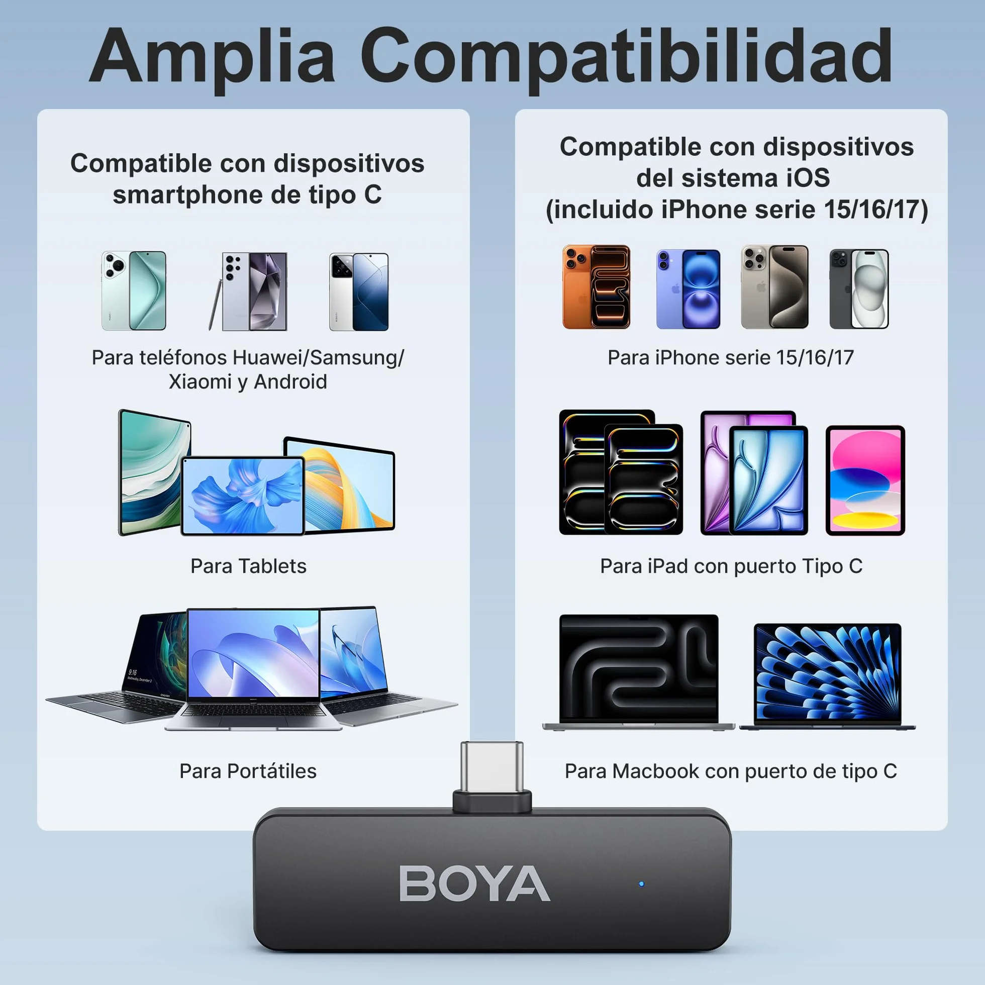BOYA BY-V4U bezprzewodowy mikrofon krawatowy do iPhone'a 15, Android typu C