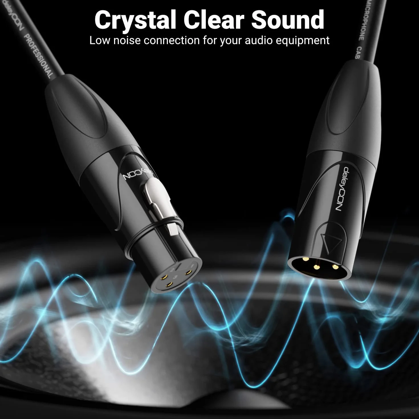 deleyCON 3,0m XLR Kabel Audio - Jakość Studyjna - z Czystej Miedzi OFC (AWG24) - Kabel Mikrofonowy z Eliminacją EMI i RFI - z Metalowym Zatrzaskiem i Pozłacanymi Stykami - 3-Biegunowy DMX