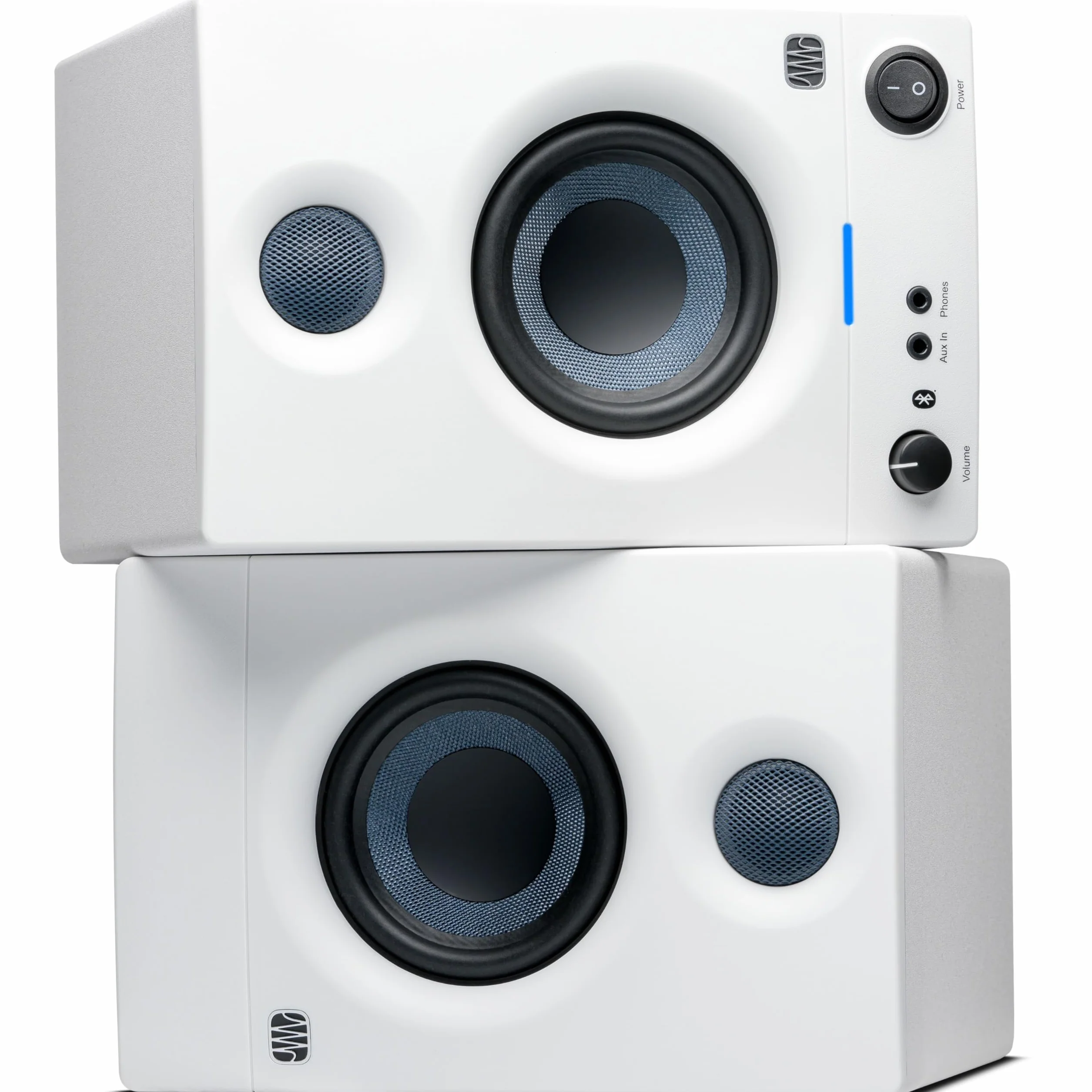 PreSonus Eris 3.5BT Gen 2 in White, Studio Monitor Speakers with Bluetooth, Pair, 3.5 Inch, 2-Way, Powered Desktop Speakers for Multimedia, Gaming, Studio-Quality Music Production, 50W Power