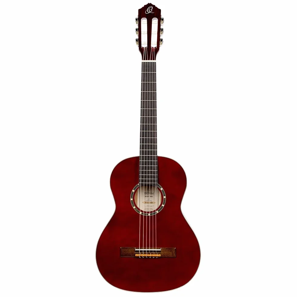 Ortega Guitars Gitara Klasyczna 3/4 – Seria Family – W Zestawie Z Pokrowcem – Świerk, Mahoń, Kolor Czerwony (R121-3/4WR)
