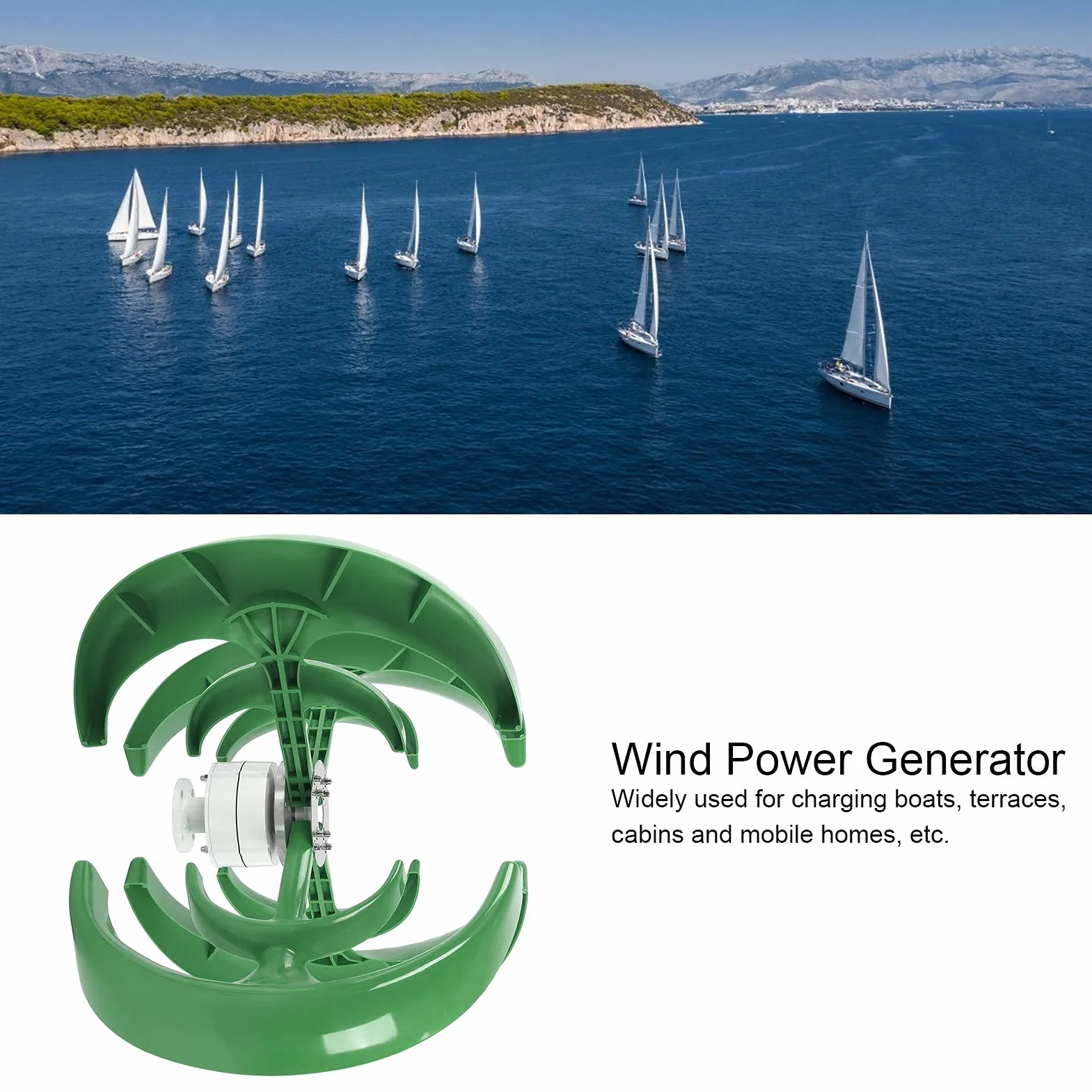 Mini Turbina Wiatrowa, Generator Energii Wiatrowej 1200 W Turbina Wiatrowa Zestaw Generatora Turbin Wiatrowych W Kształcie Zielonej Latarni (24 V)