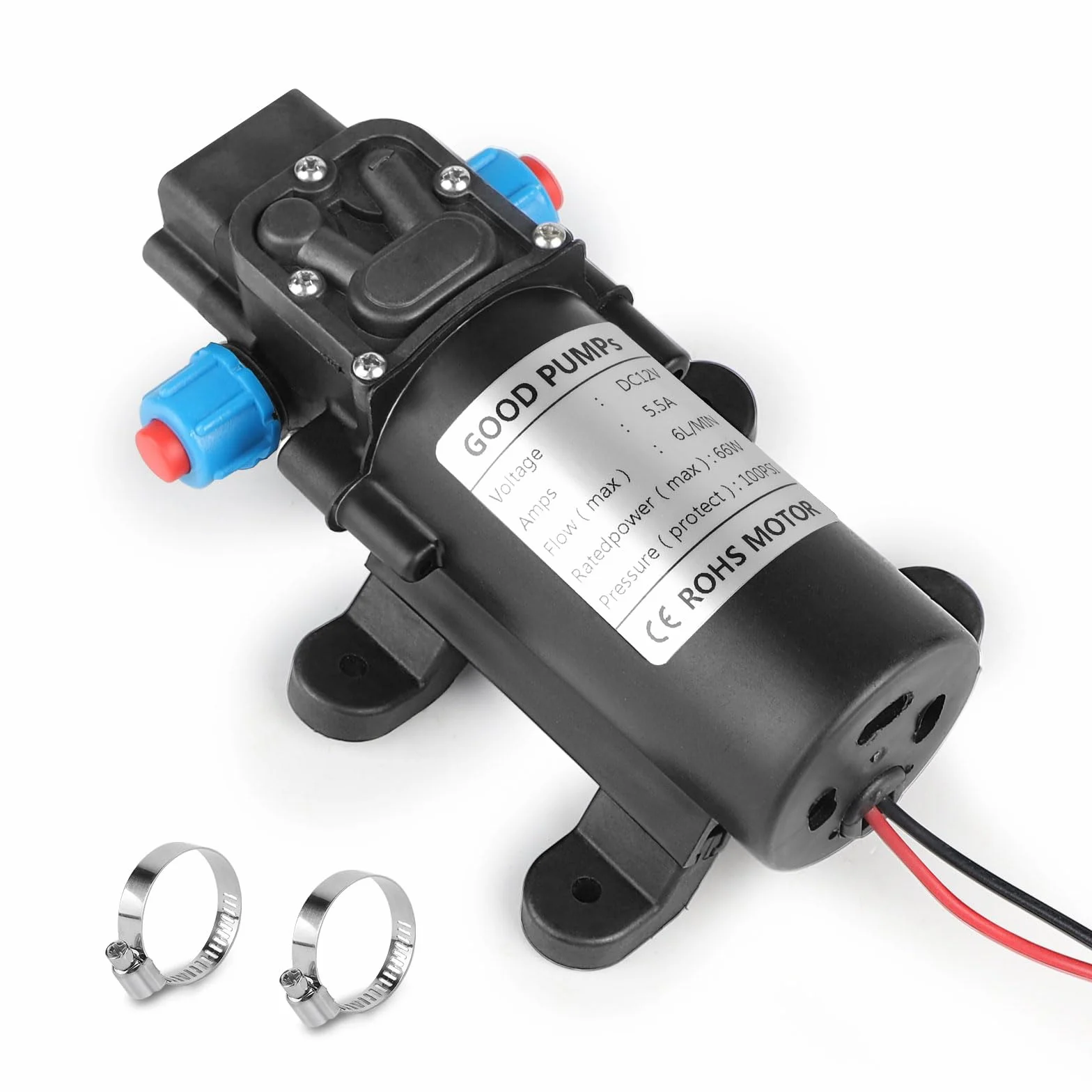 SWAWIS Samozasysająca Pompa Wodna 12 V 6 l/min 100 PSI 6,9 Bar, Membranowa, Ciśnieniowa, Minipompka Wysokociśnieniowa Do Przyczep Kempingowych, Łodzi, Ogrodu