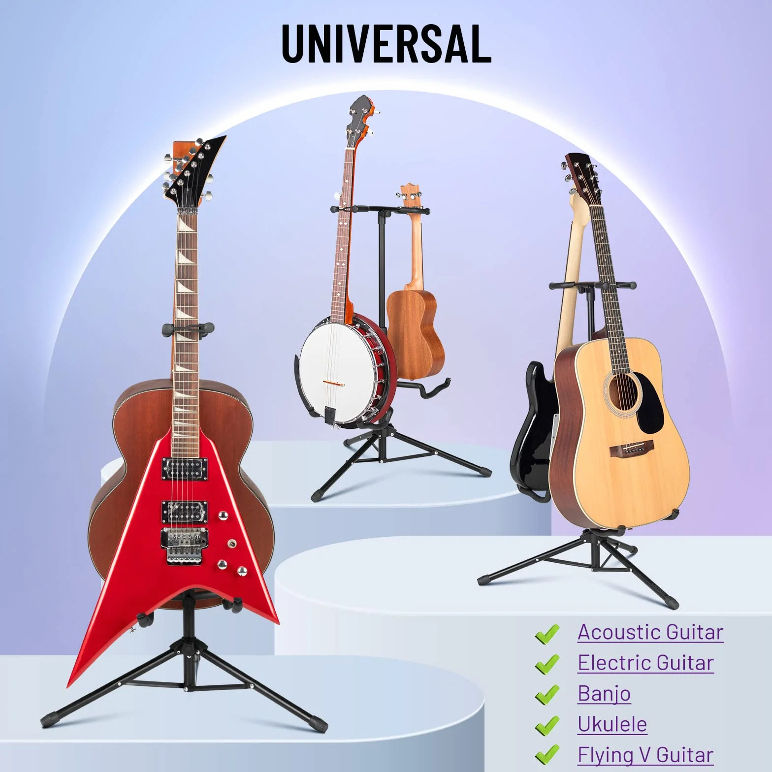 CAHAYA CY0321 stojak na 2 instrumenty, statyw do gitary akustycznej, elektrycznej, basowej, banjo