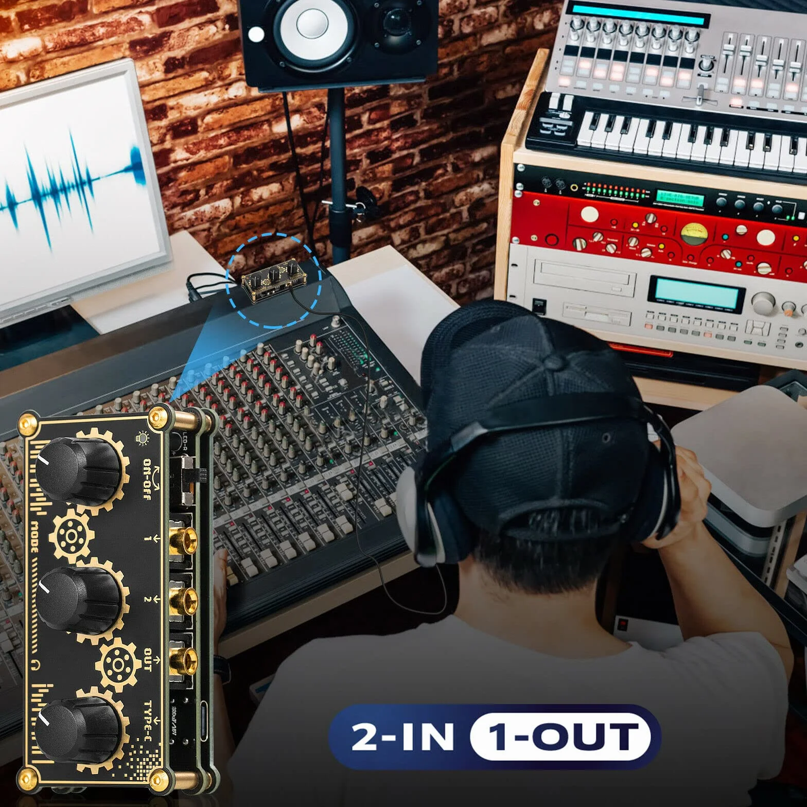 Przenośny mini stereo, 2-kanałowy mikser liniowy, słuchawki monitoringowe, klub, nagrywanie na żywo