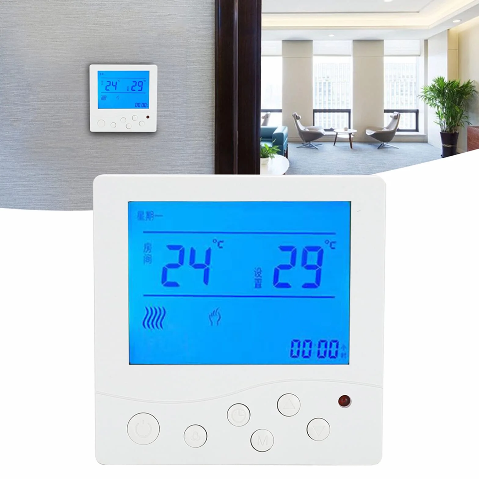 Cyfrowy Termostat Naścienny Regulator Temperatury Ac220V Wyświetlacz Lcd Ogrzewanie Wodne Panel Sterowania Temperaturą Ogrzewania Podłogowego 5-4,Termostat