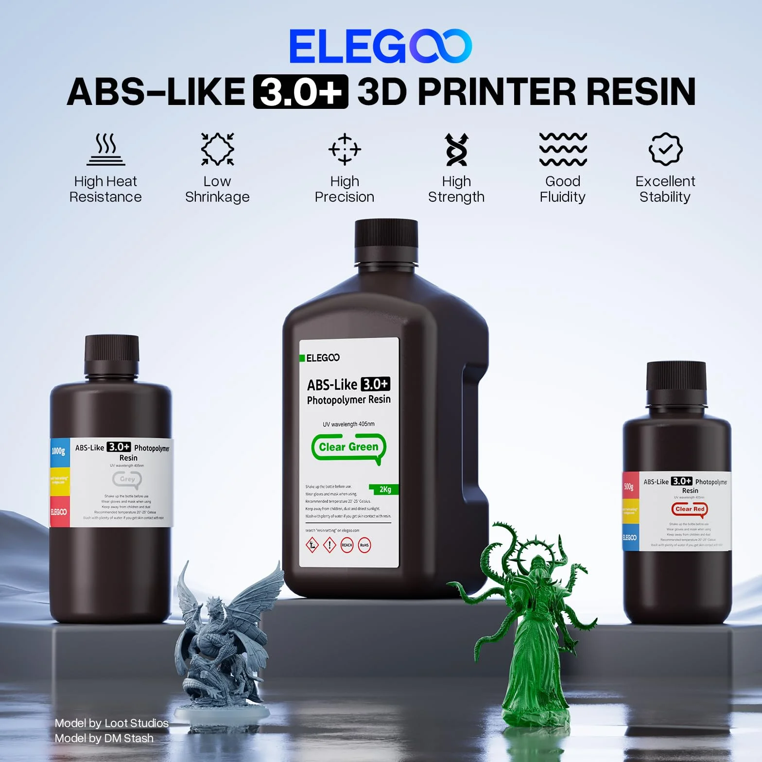 ELEGOO ABS-Like Resin 3.0 Plus, Ulepszona Żywica Fotopolimerowa do Drukarek 3D, Wyższa Odporność Na Ciepło, Szybkie Utwardzanie, Wysoka Precyzja, Niełamliwość, 1000g Beżowy