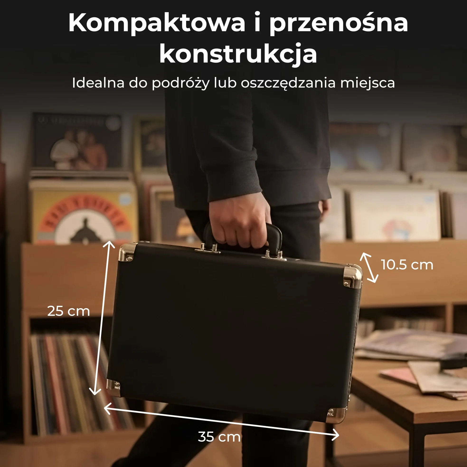 Denver VPL-120BU gramofon retro niebieski odtwarzacz winylowy USB automatyczne zatrzymanie