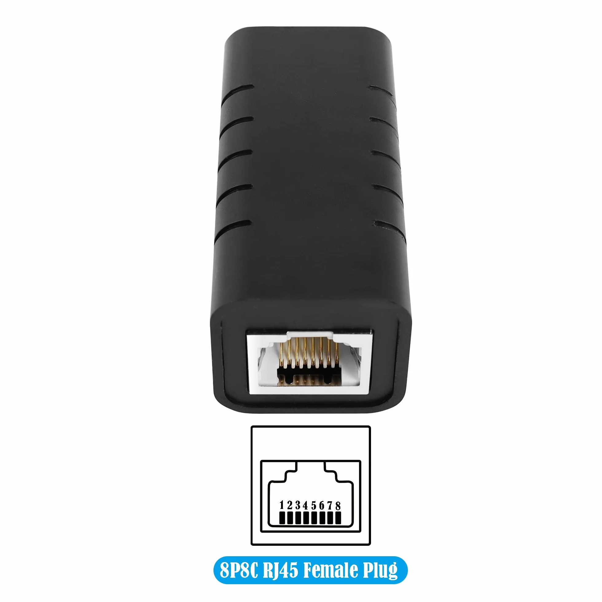 GINTOOYUN 2 sztuki RJ45 Ethernet ochrona przeciwprzepięciowa 8P 8C RJ45 złącze gniazdo do gniazda wewnętrznego ogranicznik sieci do routerów, laptopów, przełączników, komputerów itp